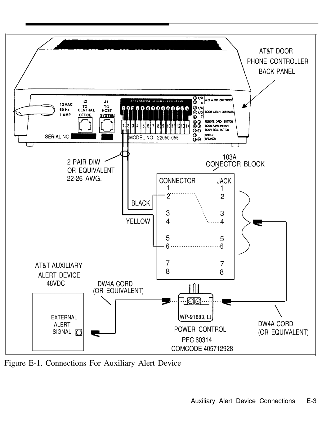 AT&T Door Phone Controller operation manual Figure E-1. Connections For Auxiliary Alert Device 