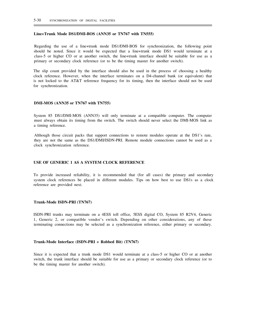 AT&T DS1/DMi/ISDN-PRI manual Line+Trunk Mode DS1/DMI-BOS ANN35 or TN767 with TN555, DMI-MOS ANN35 or TN767 with TN755 