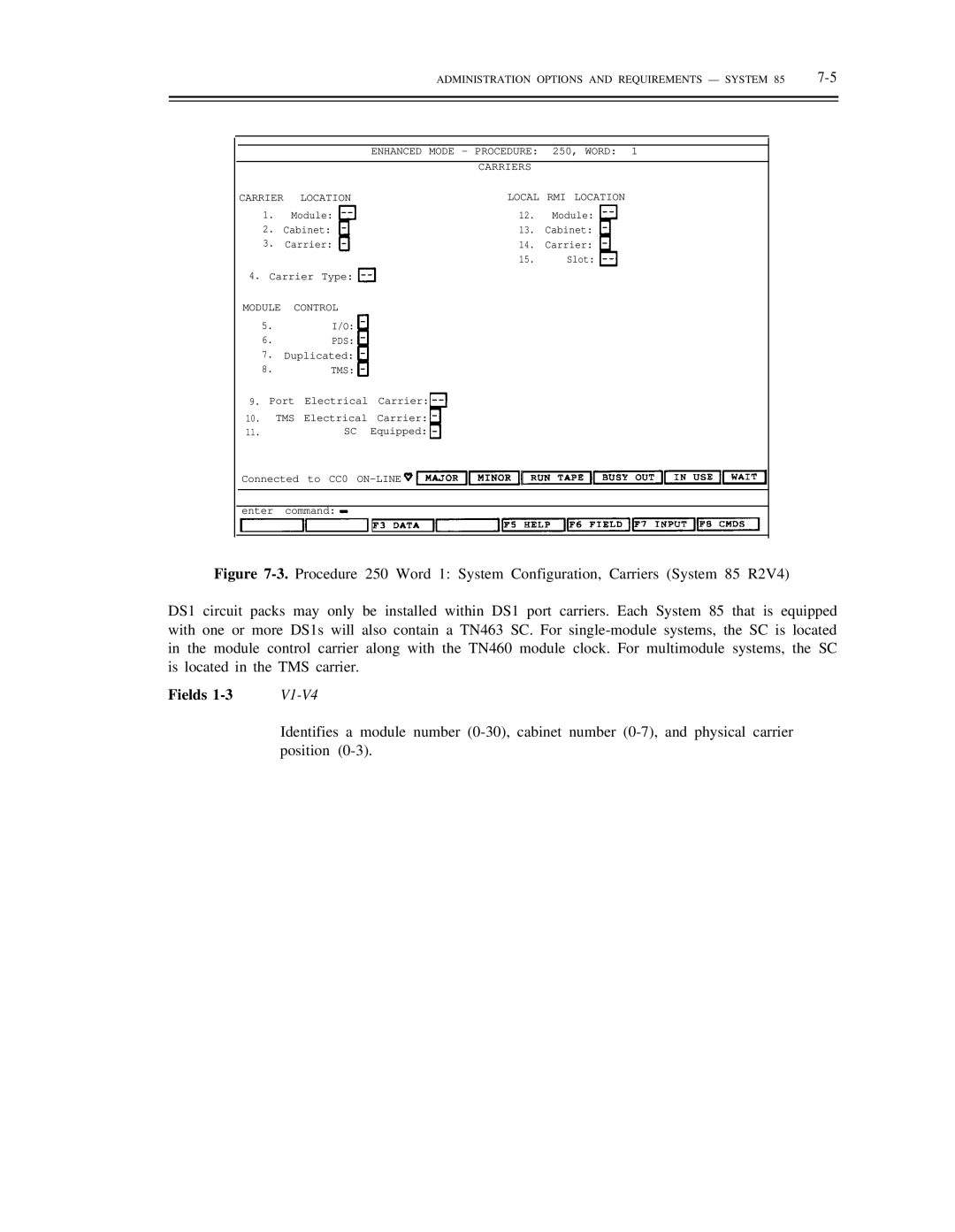 AT&T DS1/DMi/ISDN-PRI manual V1-V4, Position, Module Control 