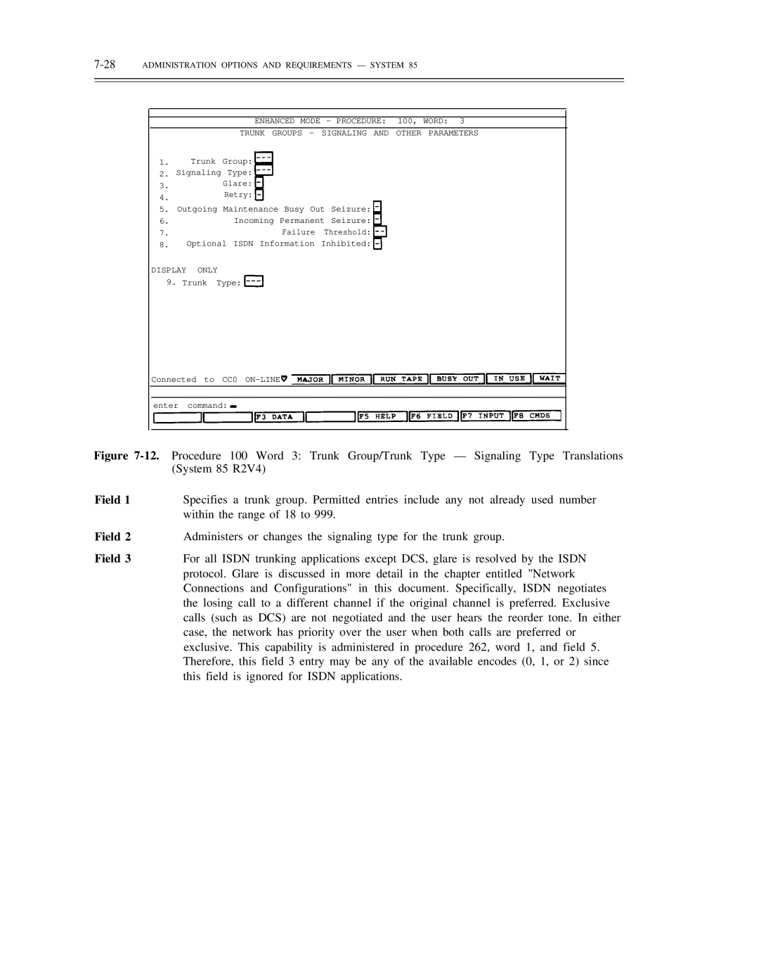 AT&T DS1/DMi/ISDN-PRI manual 28ADMINISTRATION Options and Requirements System, Display only 