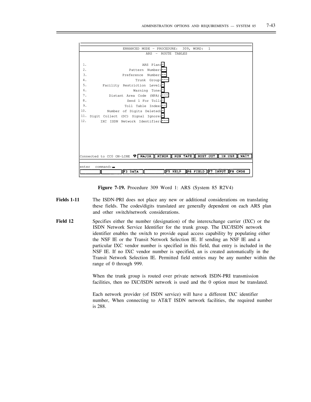 AT&T DS1/DMi/ISDN-PRI manual Enhanced Mode Procedure 309, Word ARS Route Tables, IXC Isdn 