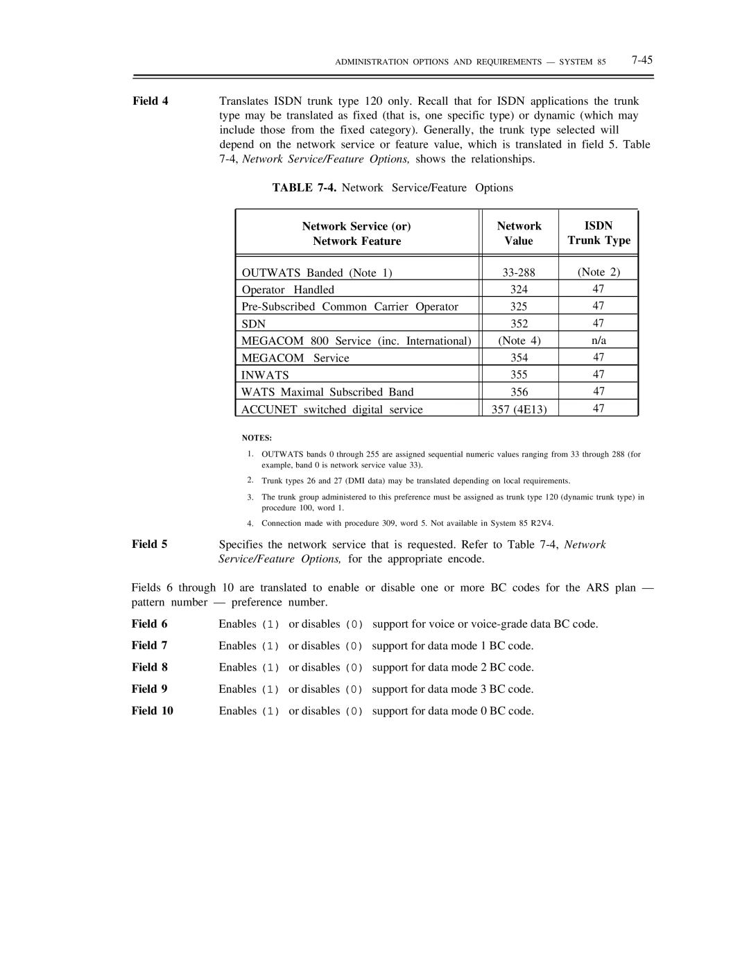 AT&T DS1/DMi/ISDN-PRI manual Network Service/Feature Options, shows the relationships, Network Service or, Isdn 