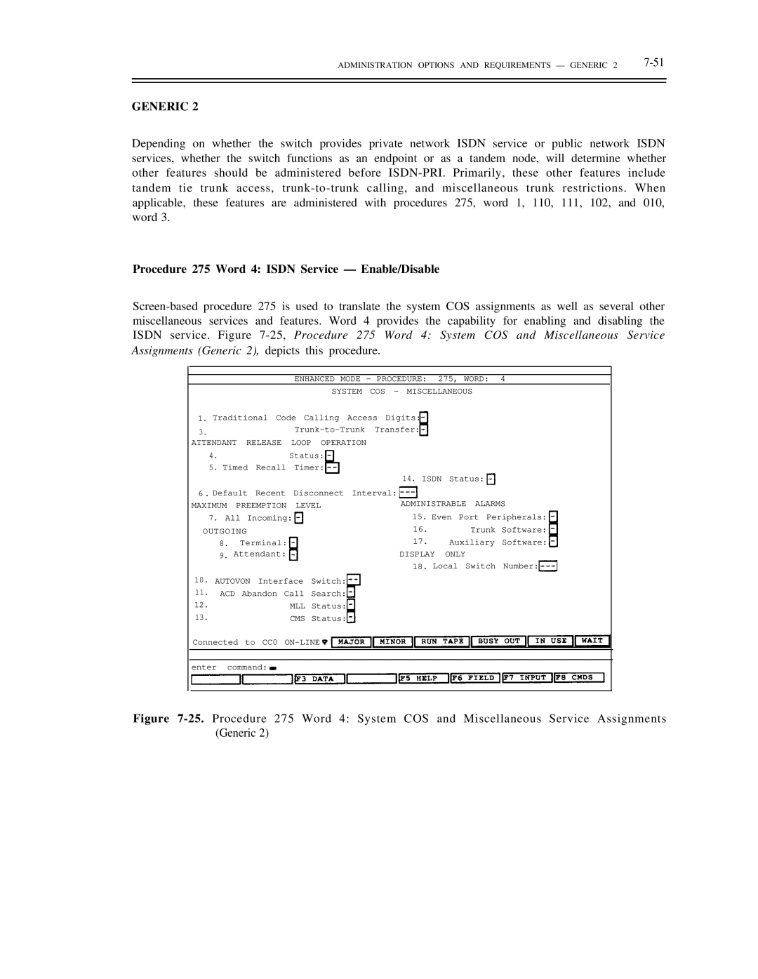 AT&T DS1/DMi/ISDN-PRI manual Administration Options and Requirements Generic, Attendant Release Loop Operation 