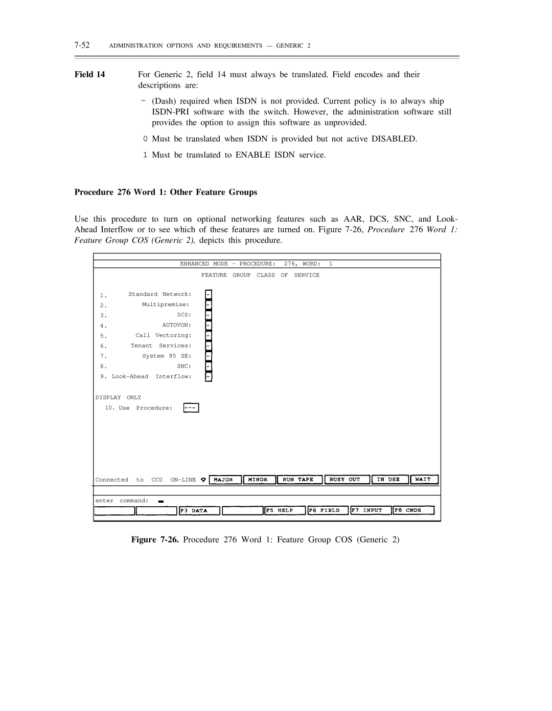 AT&T DS1/DMi/ISDN-PRI manual 52ADMINISTRATION Options and Requirements Generic, Snc 