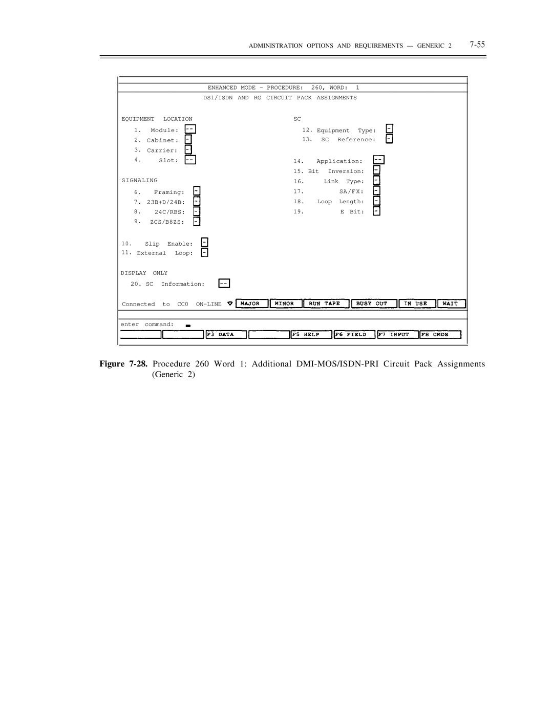 AT&T DS1/DMi/ISDN-PRI manual SC Information Connected to CC0 ON-LINE Enter command 