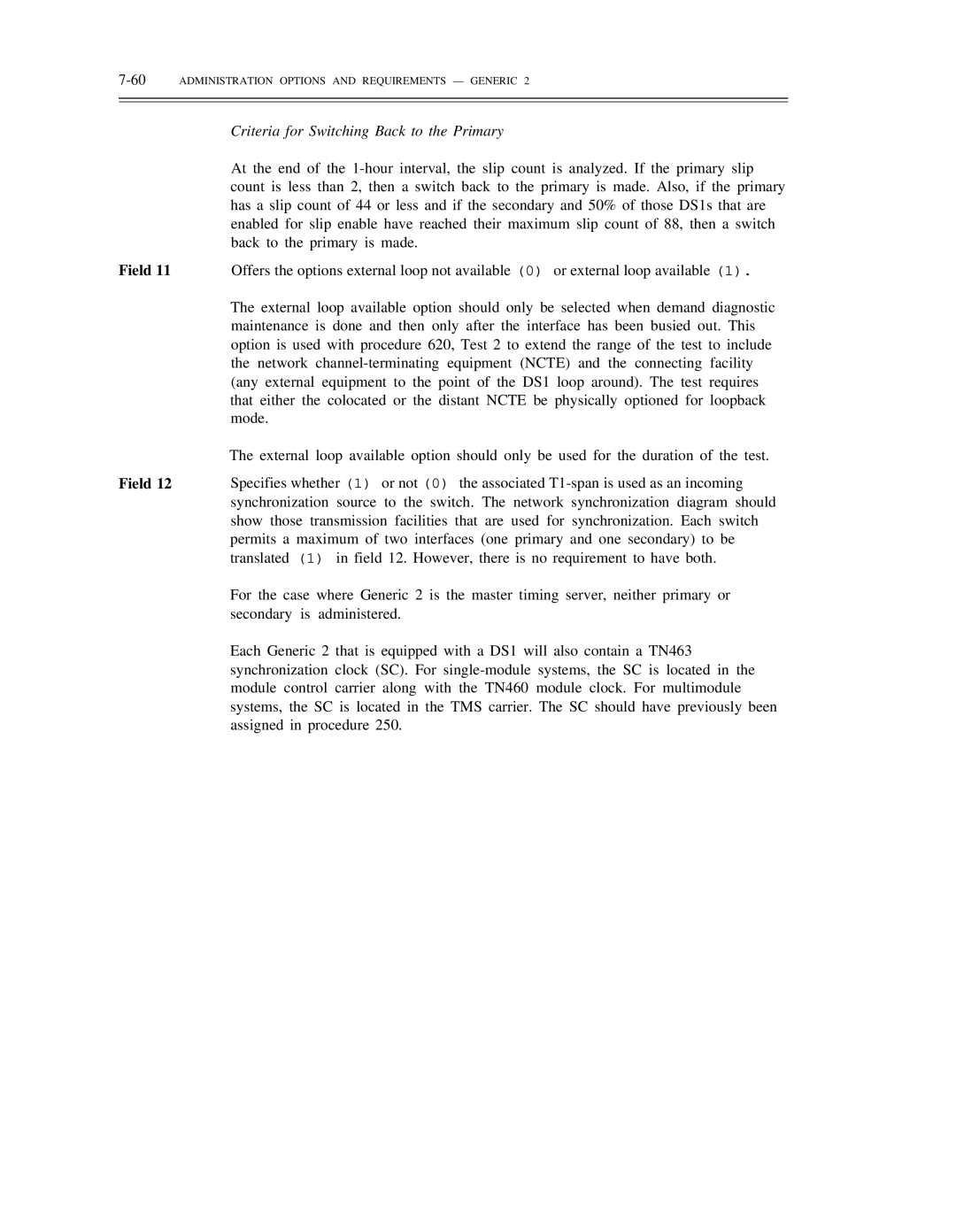 AT&T DS1/DMi/ISDN-PRI manual Criteria for Switching Back to the Primary 