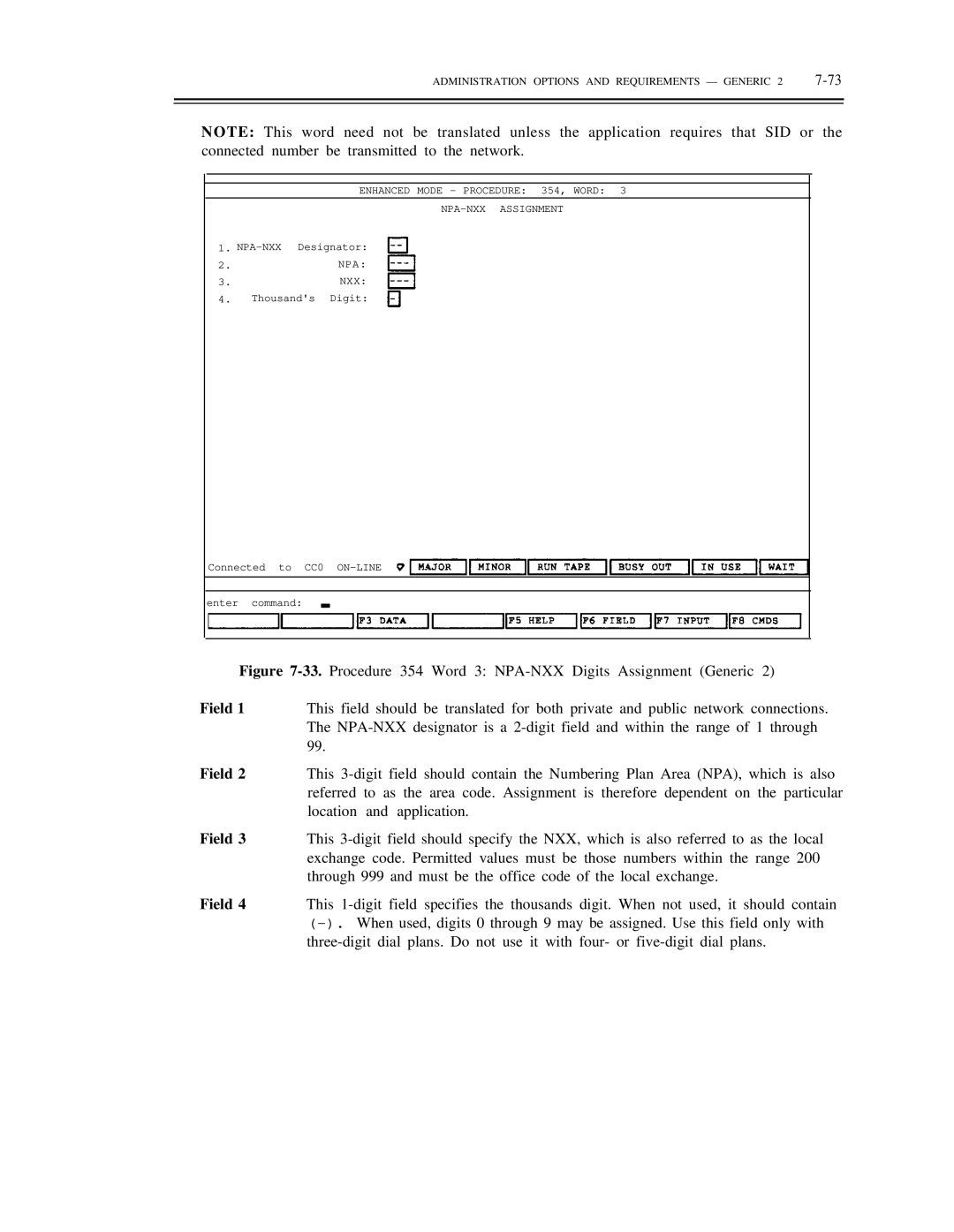 AT&T DS1/DMi/ISDN-PRI manual Enhanced Mode Procedure 354, Word, Npa, Nxx 