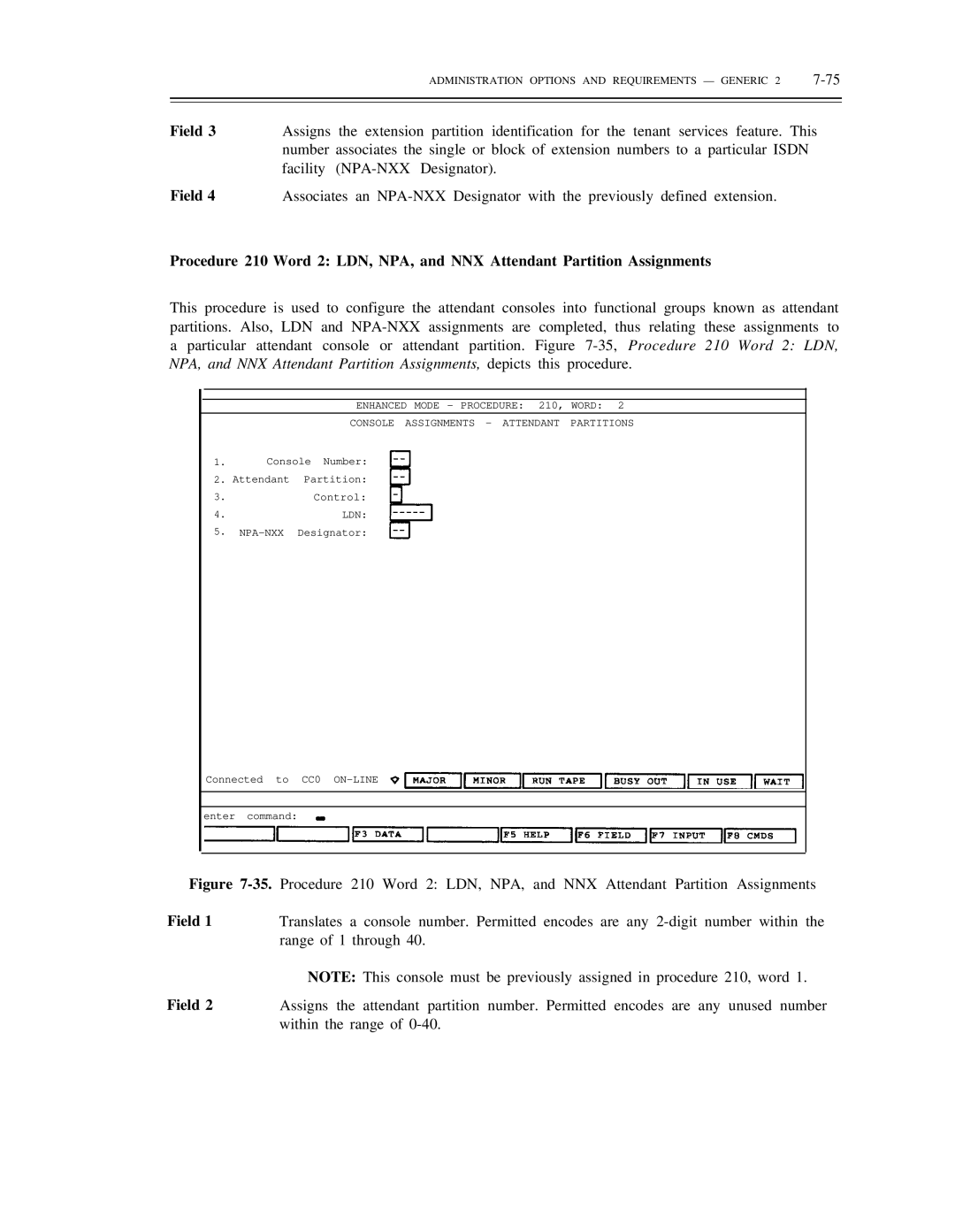 AT&T DS1/DMi/ISDN-PRI manual Enhanced Mode Procedure 210, Word, Ldn, Npa-Nxx 