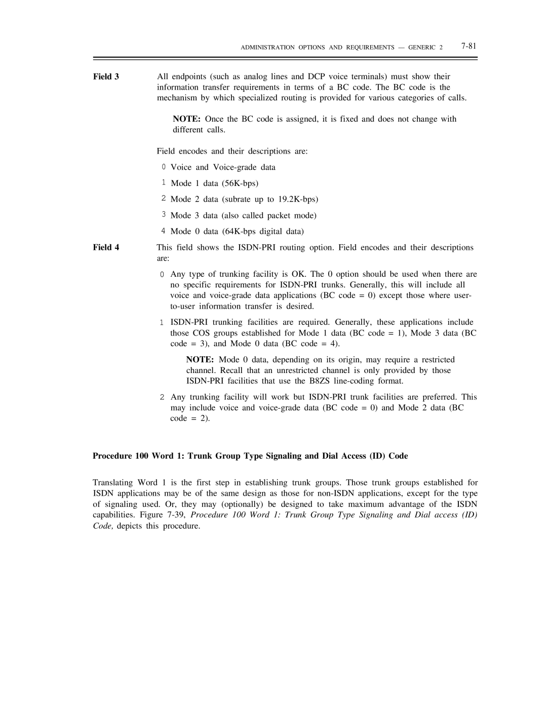 AT&T DS1/DMi/ISDN-PRI manual Field 