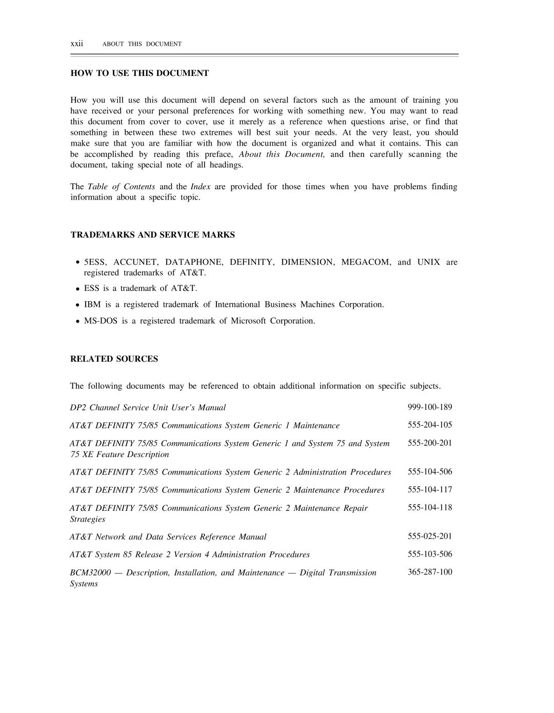 AT&T DS1/DMi/ISDN-PRI manual HOW to USE this Document, Trademarks and Service Marks, Related Sources 