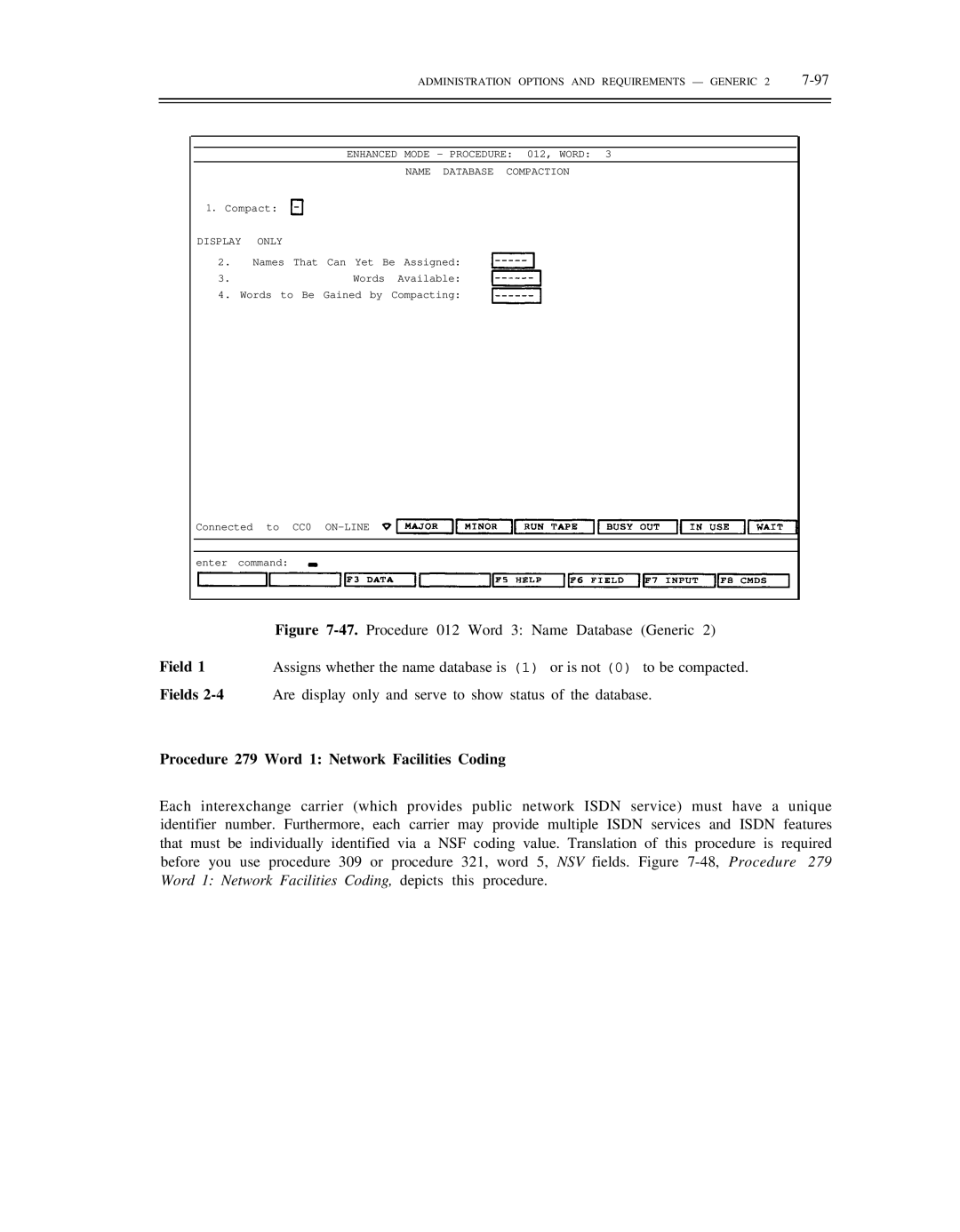 AT&T DS1/DMi/ISDN-PRI manual Procedure 012 Word 3 Name Database Generic Field 