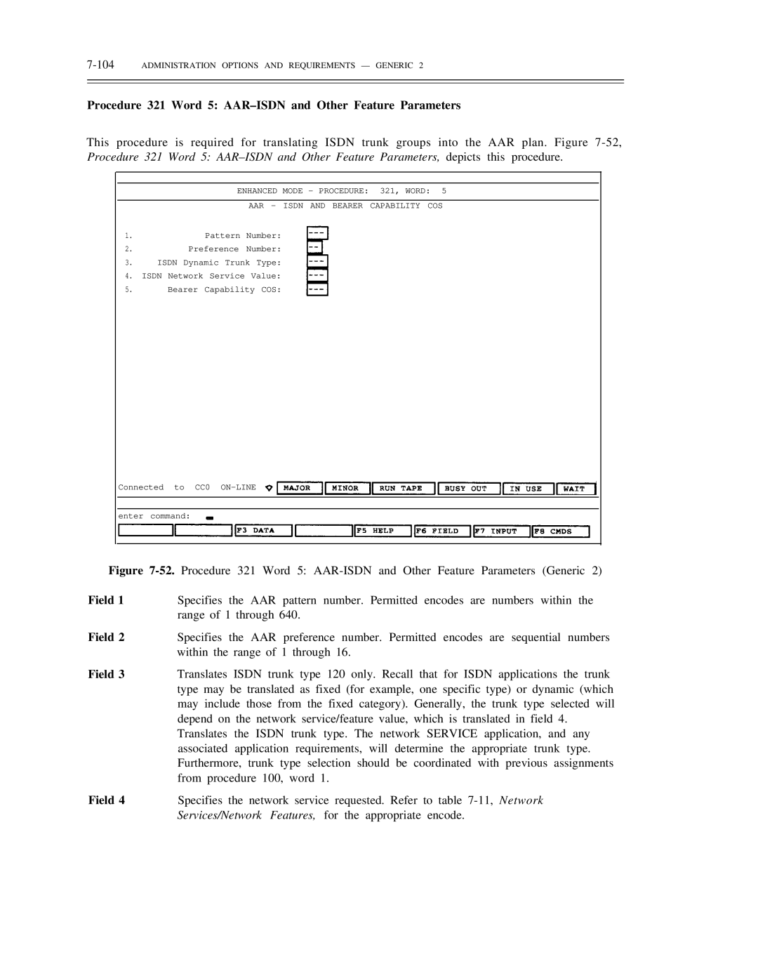 AT&T DS1/DMi/ISDN-PRI manual Procedure 321 Word 5 AAR-ISDN and Other Feature Parameters 