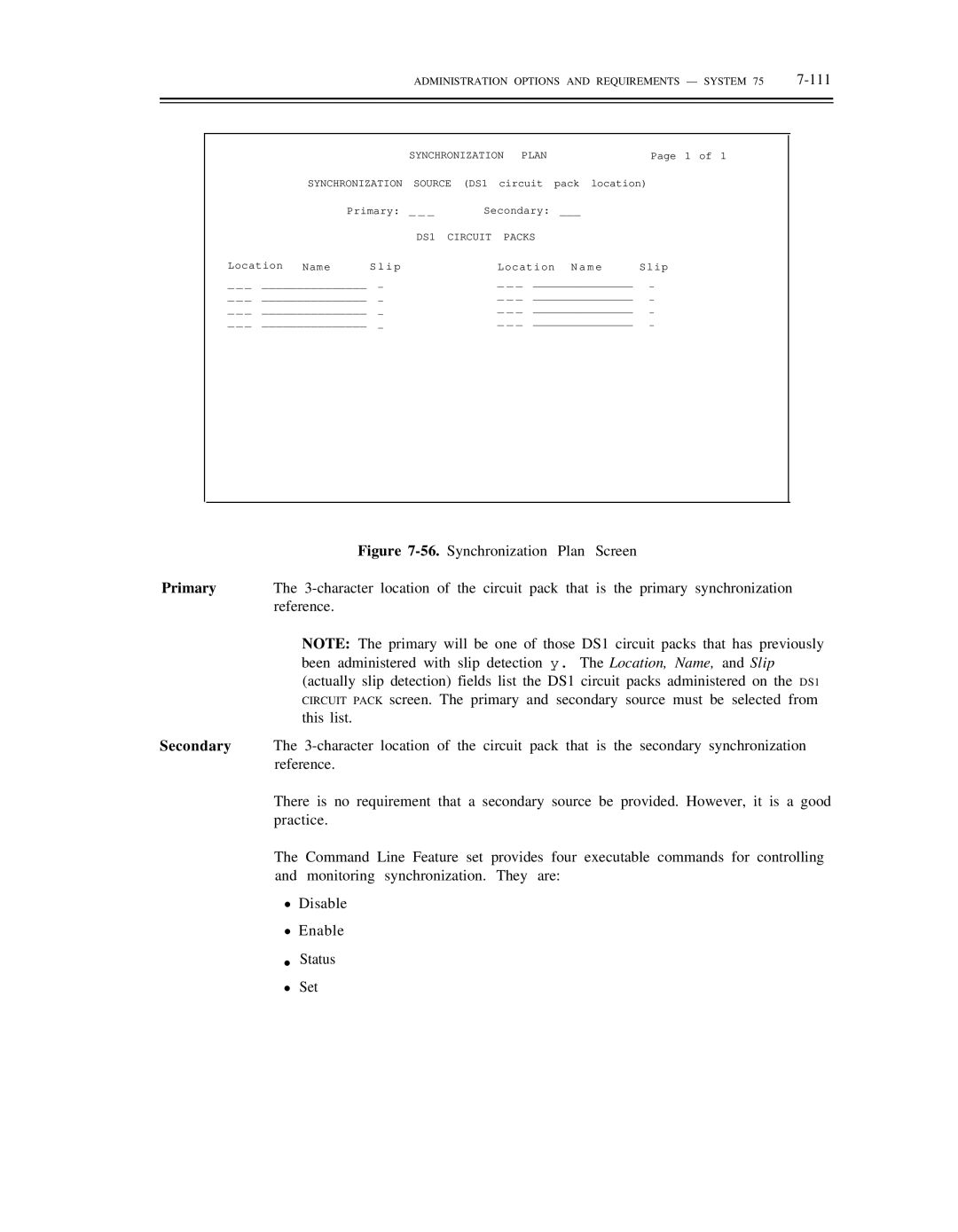 AT&T DS1/DMi/ISDN-PRI manual Synchronization Plan, DS1 Circuit Packs 