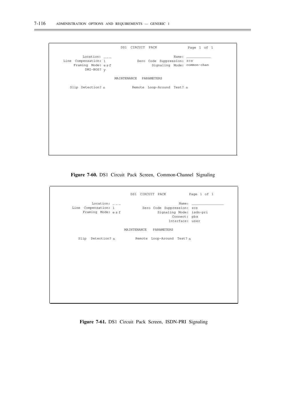 AT&T DS1/DMi/ISDN-PRI manual 60.DS1 Circuit Pack Screen, Common-Channel Signaling 