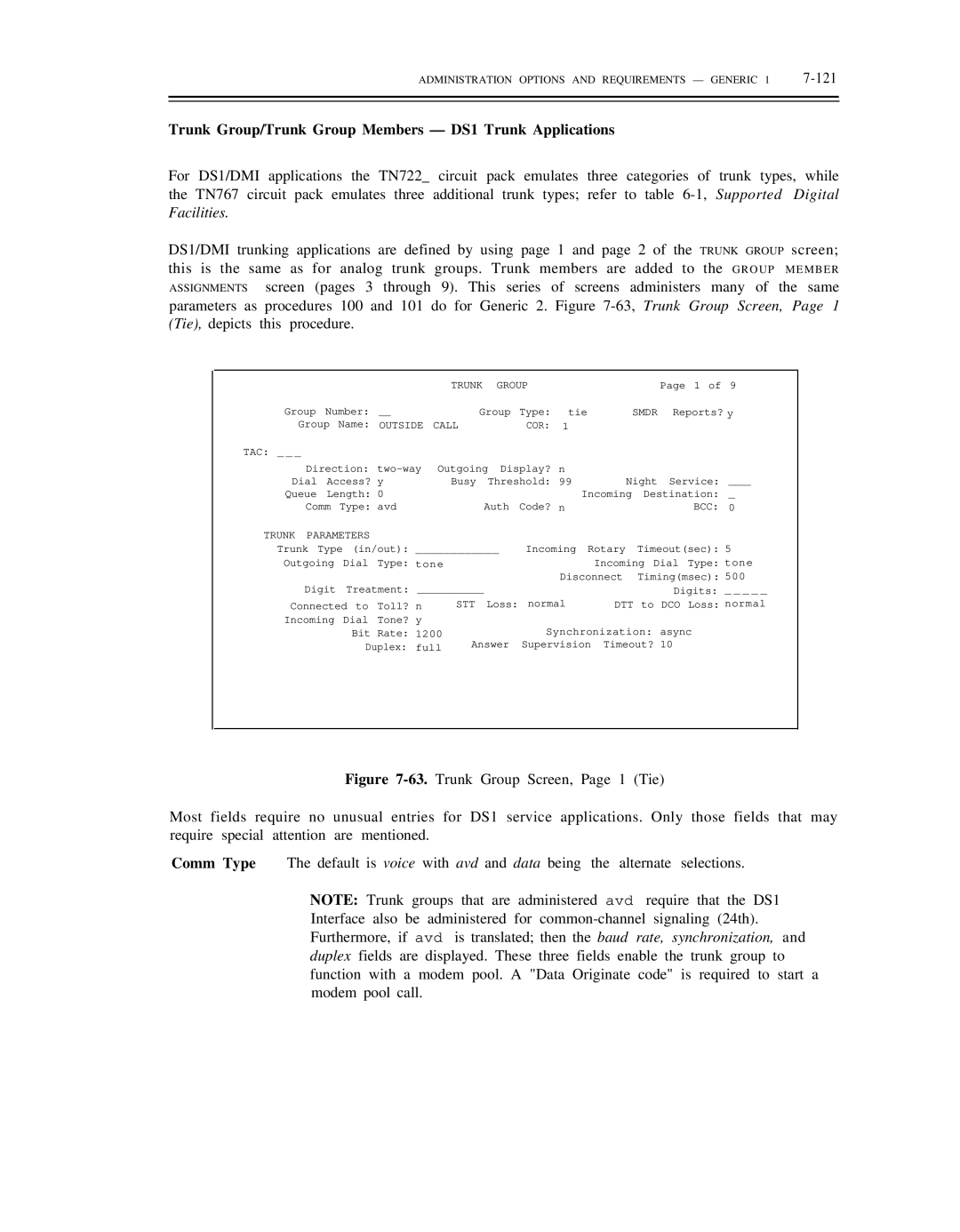 AT&T DS1/DMi/ISDN-PRI manual Trunk Group/Trunk Group Members DS1 Trunk Applications, Call COR, Stt, Dtt 