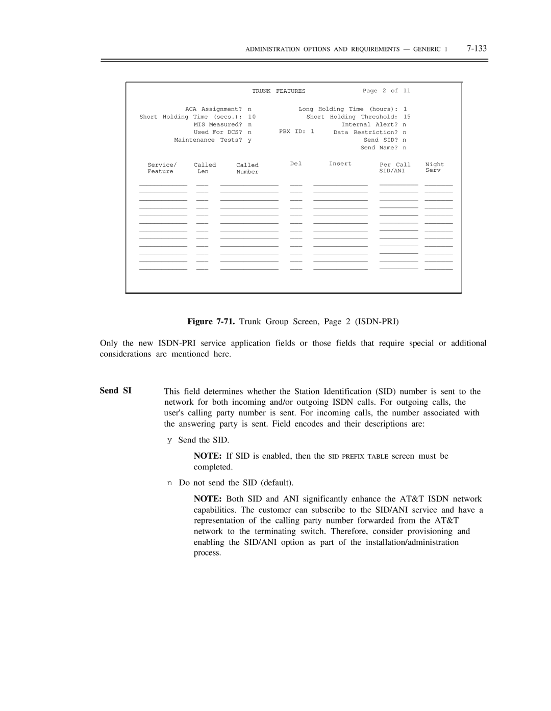 AT&T DS1/DMi/ISDN-PRI manual Trunk Features, Sid?, Sid/Ani 