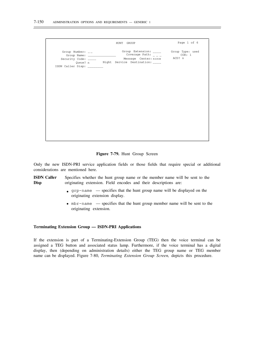 AT&T DS1/DMi/ISDN-PRI manual Terminating Extension Group ISDN-PRI Applications, Hunt Group, Acd? 