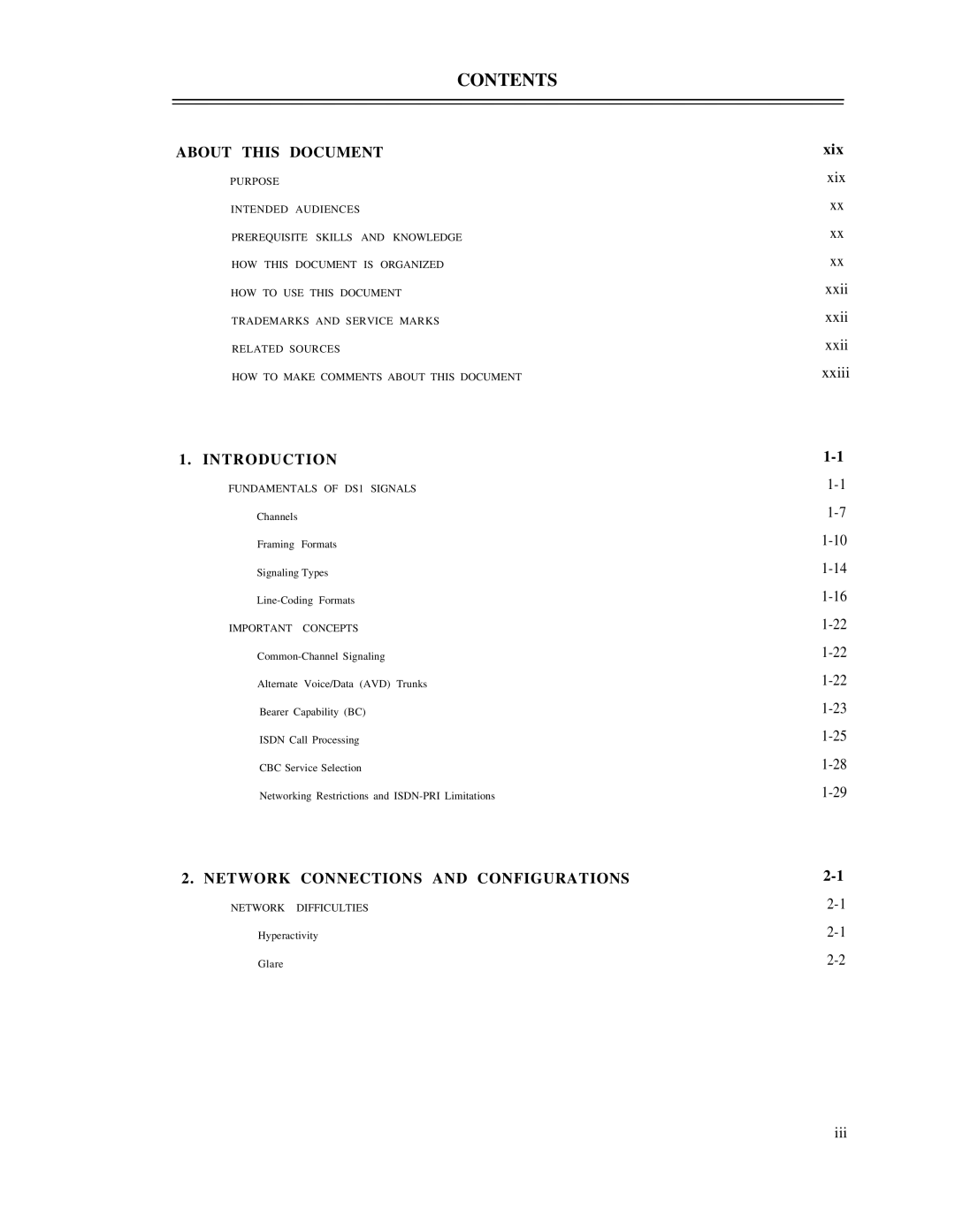 AT&T DS1/DMi/ISDN-PRI manual Contents 