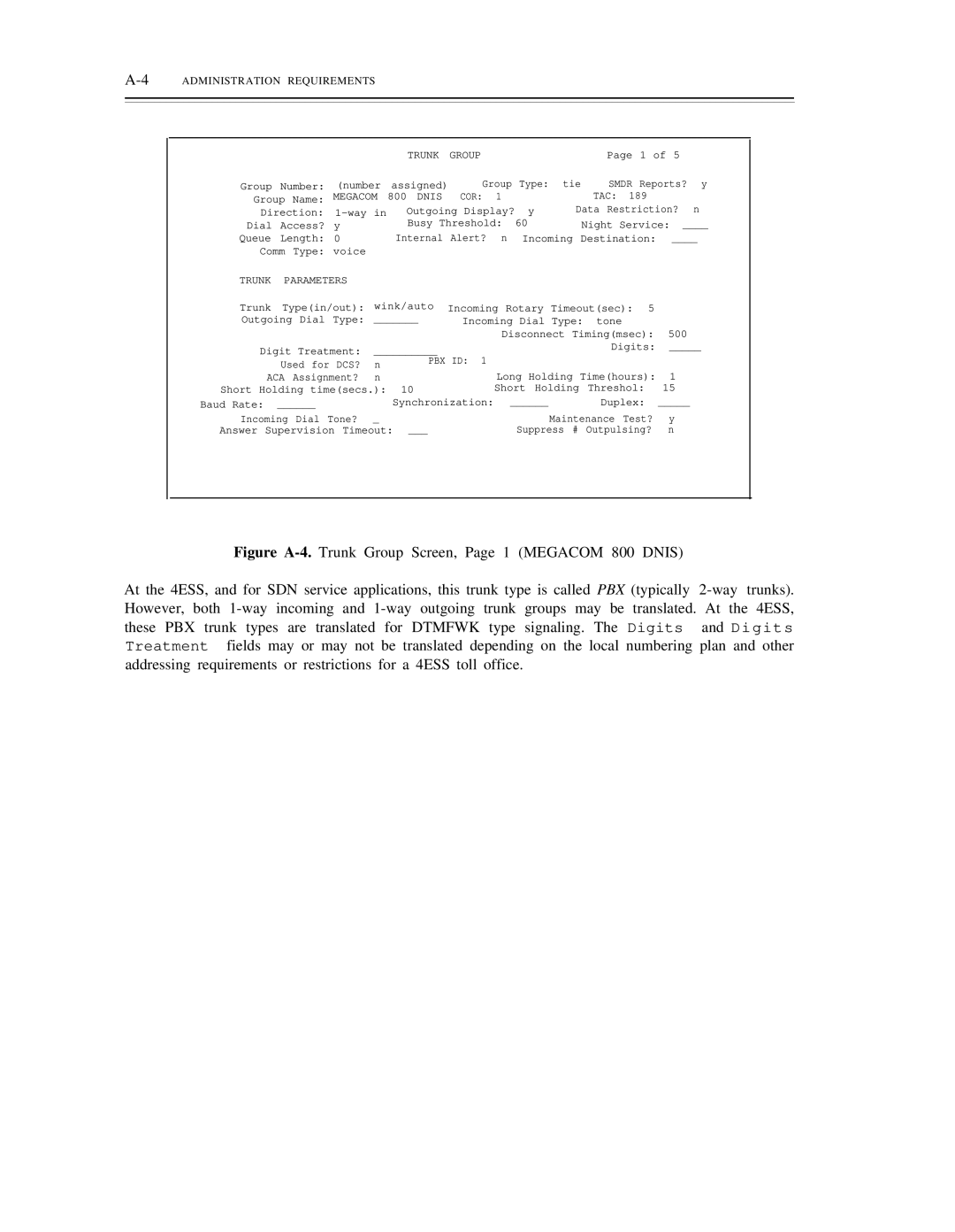 AT&T DS1/DMi/ISDN-PRI manual 4ADMINISTRATION Requirements, Cor Tac 