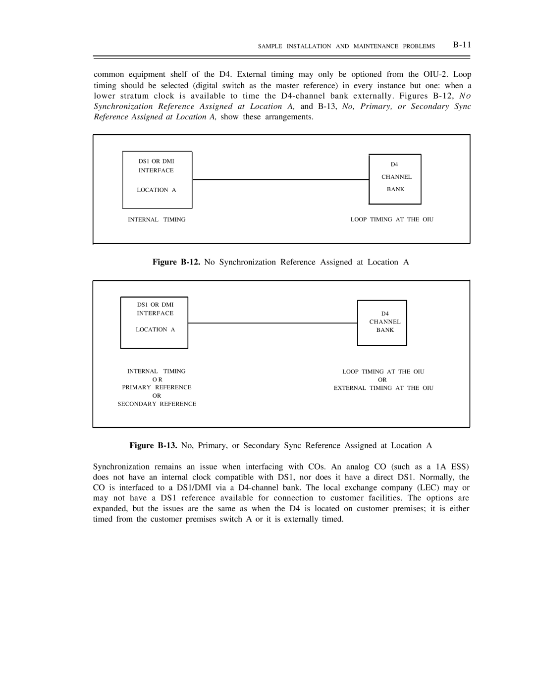 AT&T DS1/DMi/ISDN-PRI manual Sample Installation and Maintenance Problems 