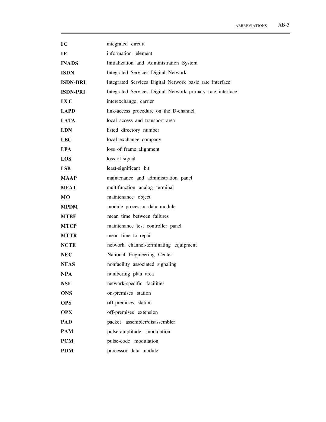 AT&T DS1/DMi/ISDN-PRI manual Abbreviations AB-3 