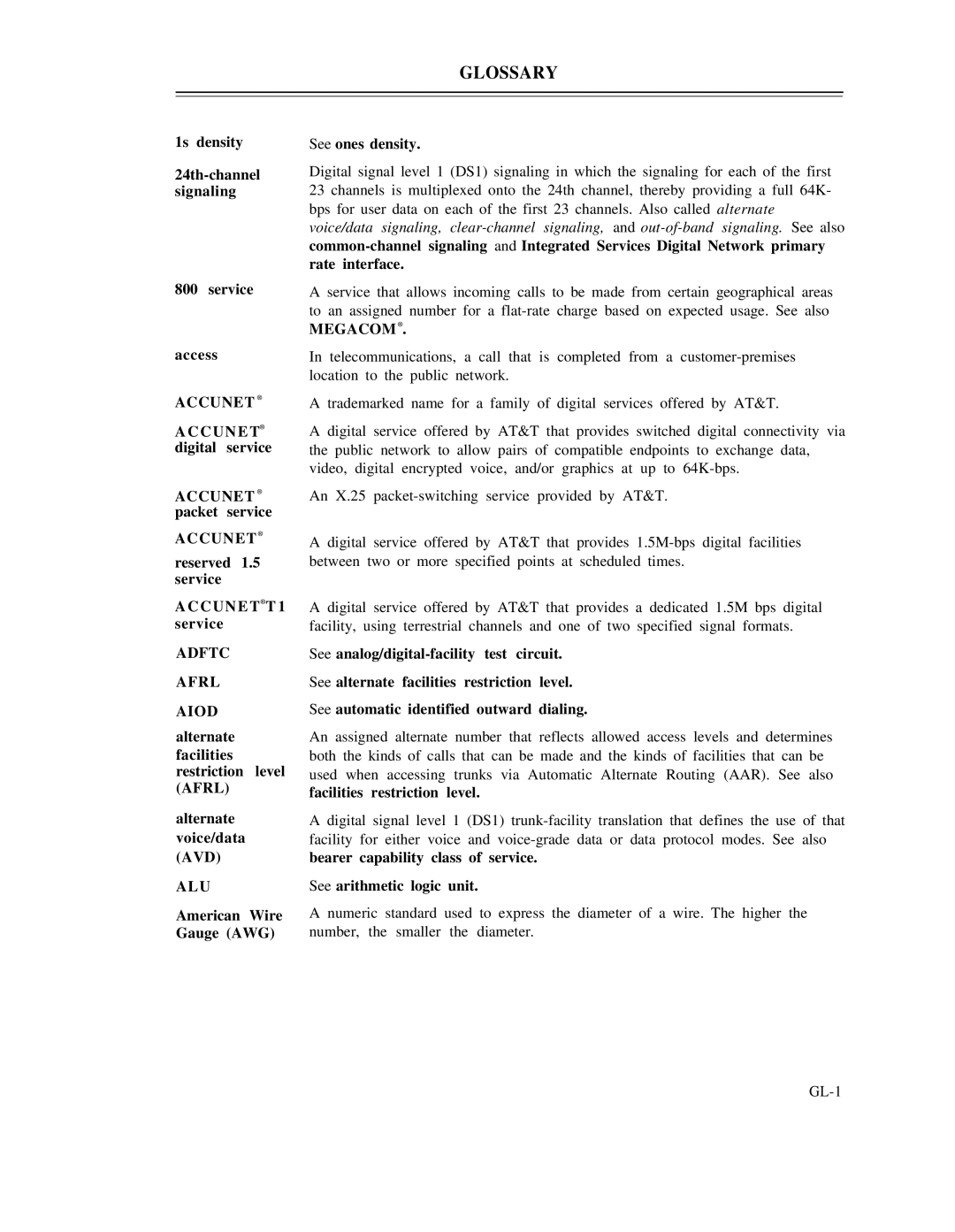 AT&T DS1/DMi/ISDN-PRI manual Accunet, Adftc Afrl Aiod, Megacom 