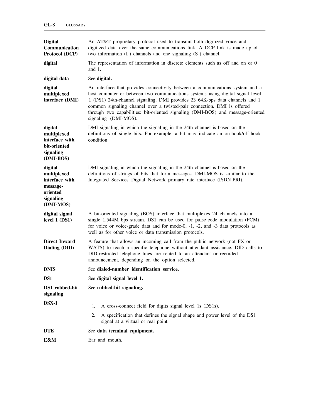 AT&T DS1/DMi/ISDN-PRI manual Dmi-Mos, Dnis 