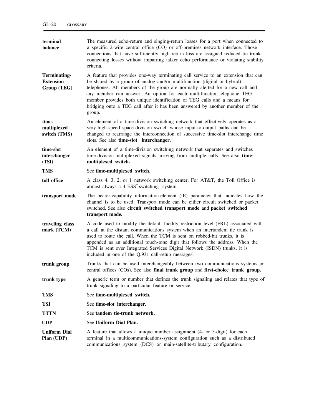 AT&T DS1/DMi/ISDN-PRI manual Terminal balance Terminating Extension Group TEG, Switch TMS, Interchanger, Time-slot 