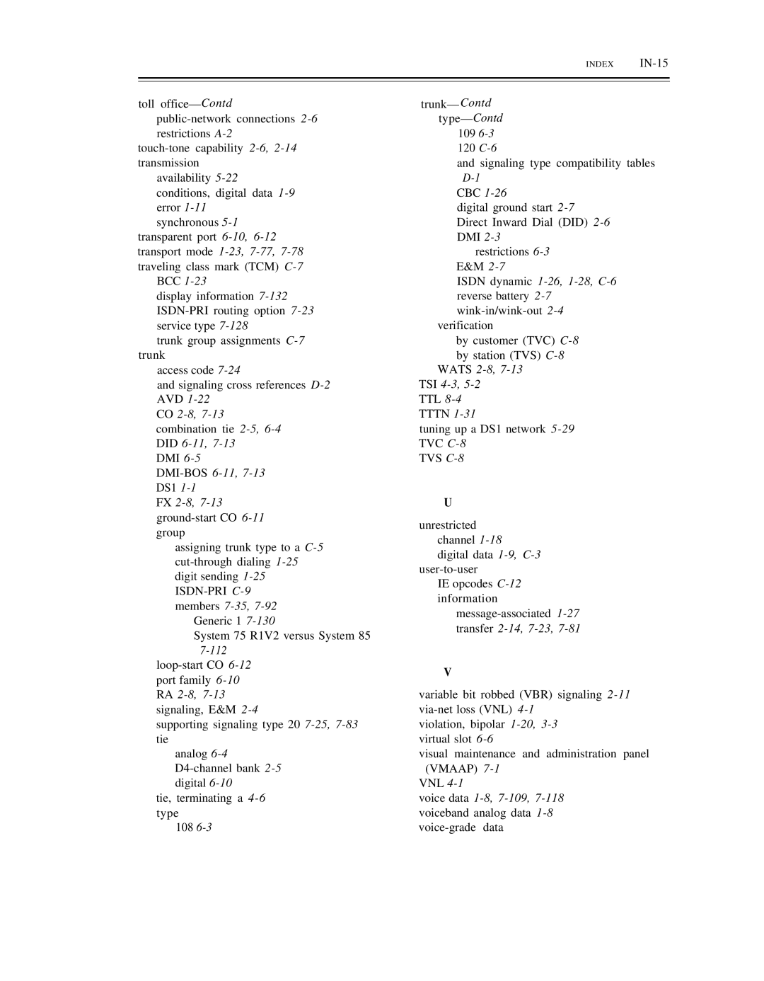 AT&T DS1/DMi/ISDN-PRI manual CO 2-8,7-13combination tie 2-5,6-4DID 6-11,7-13, FX 2-8,7-13ground-start CO 6-11group, 108 