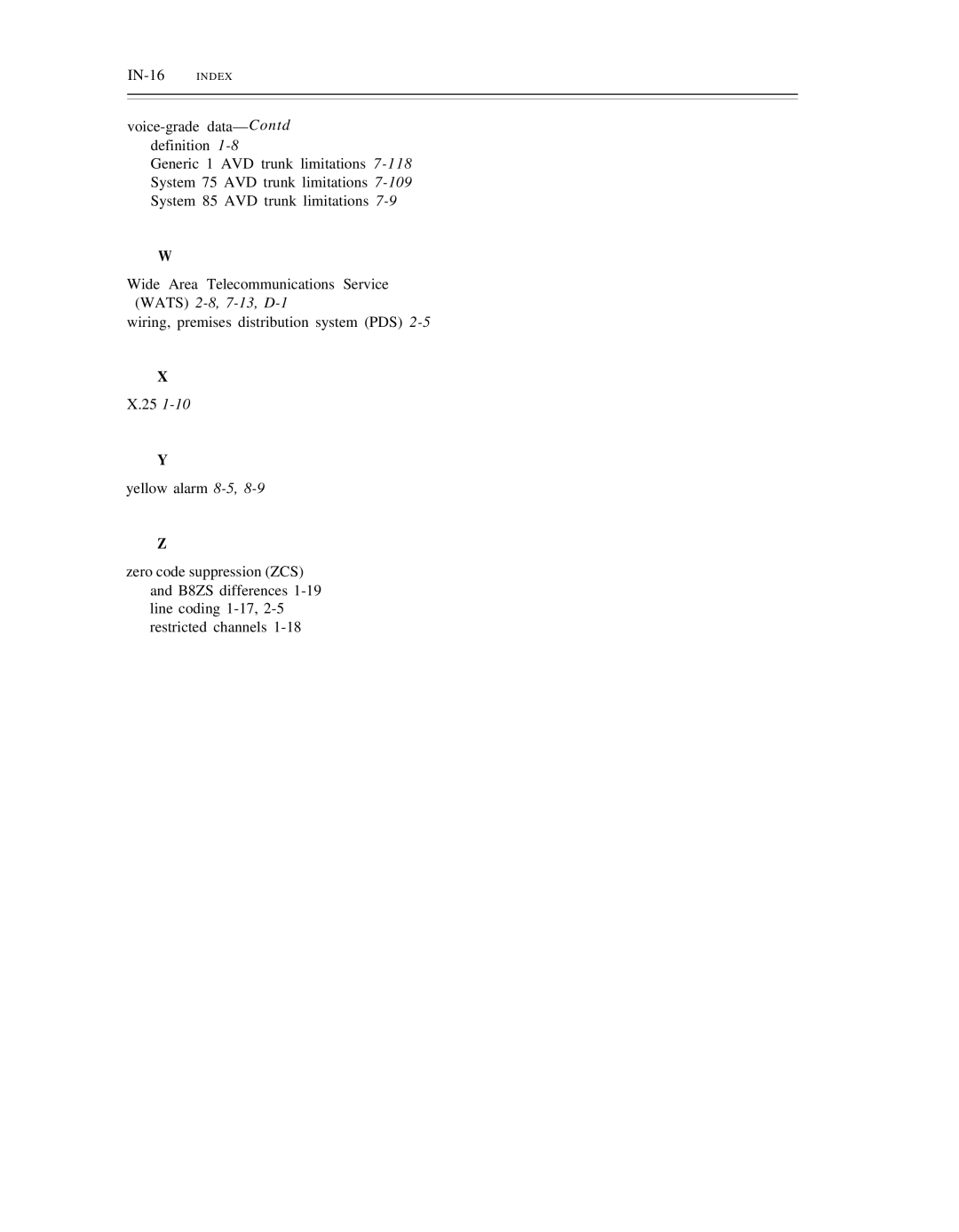 AT&T DS1/DMi/ISDN-PRI manual IN-16 Index 