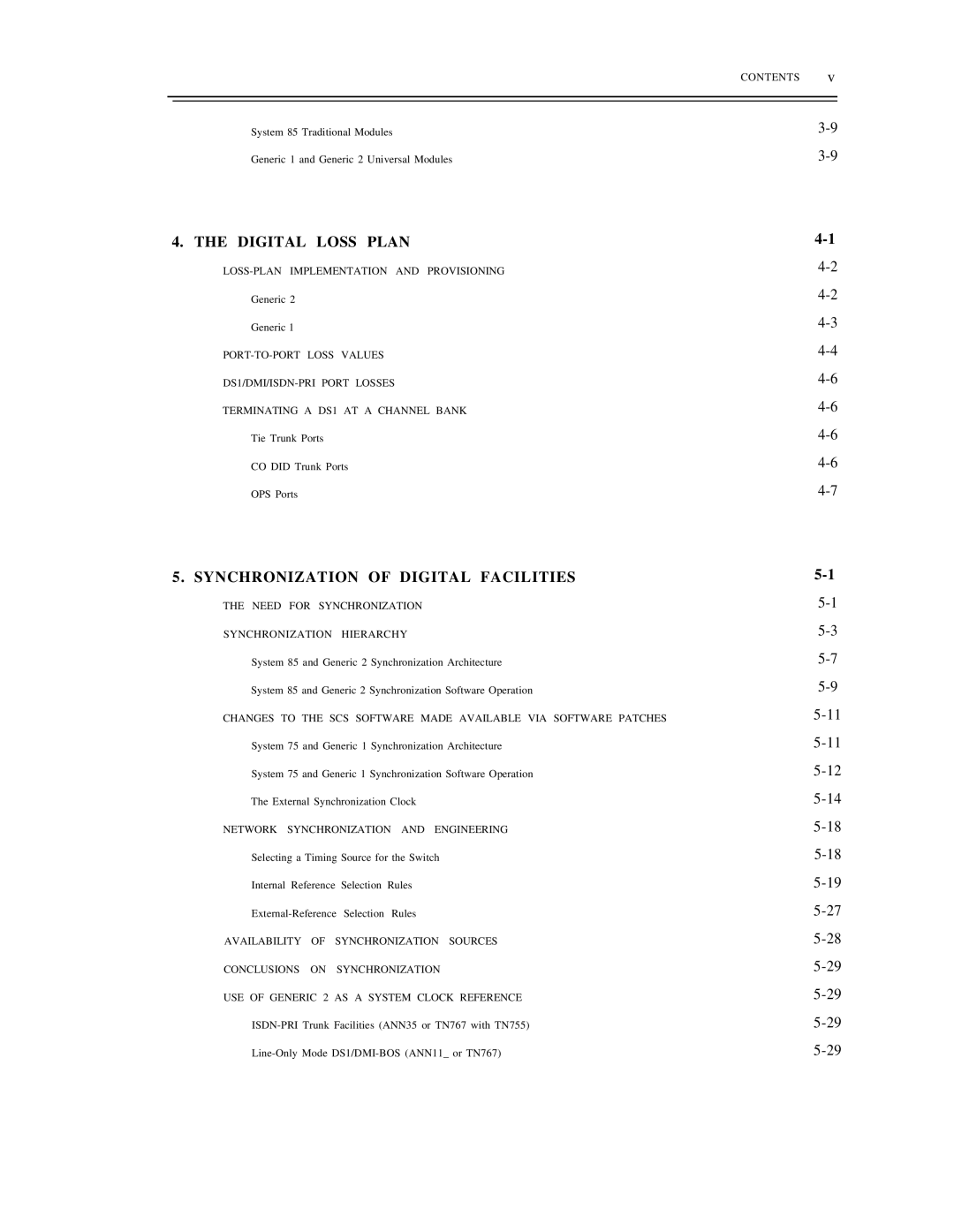 AT&T DS1/DMi/ISDN-PRI Digital Loss Plan, Synchronization of Digital Facilities, LOSS-PLAN Implementation and Provisioning 