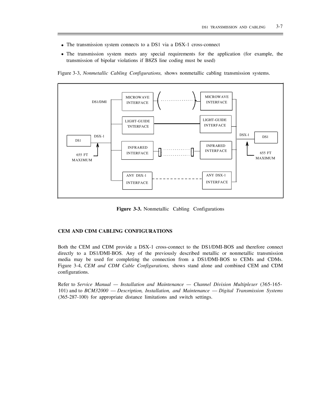 AT&T DS1/DMi/ISDN-PRI manual CEM and CDM Cabling Configurations, DS1/DMI DSX-1 