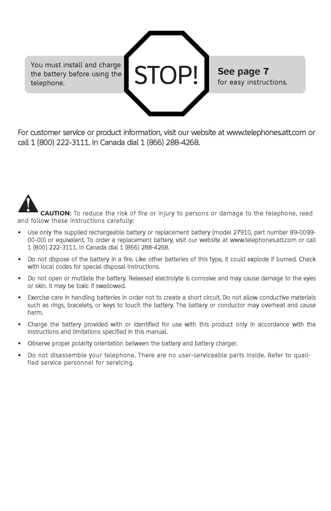 AT&T E2912B, E1112B user manual Stop 