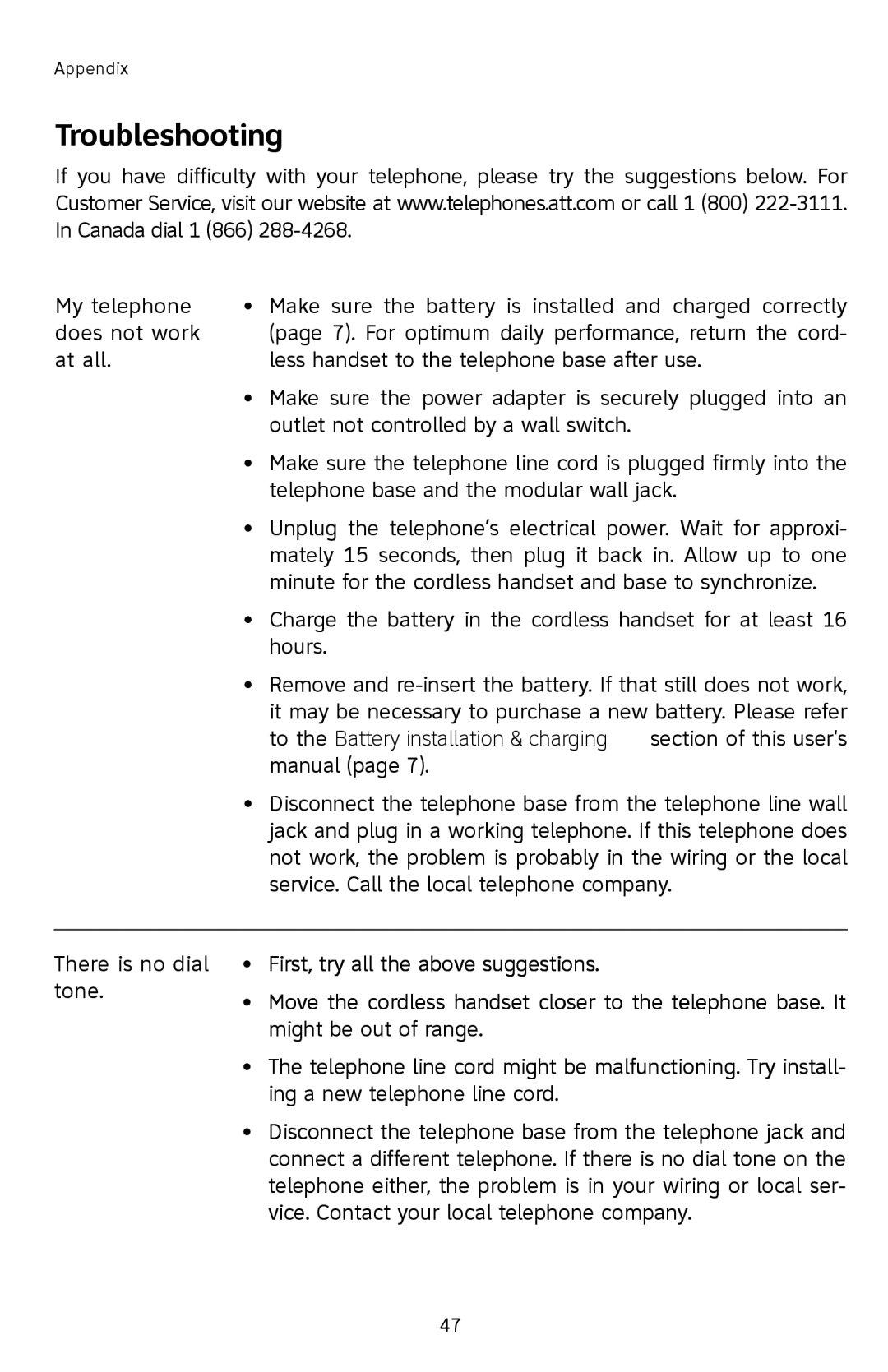 AT&T E1112B, E2912B user manual Troubleshooting 