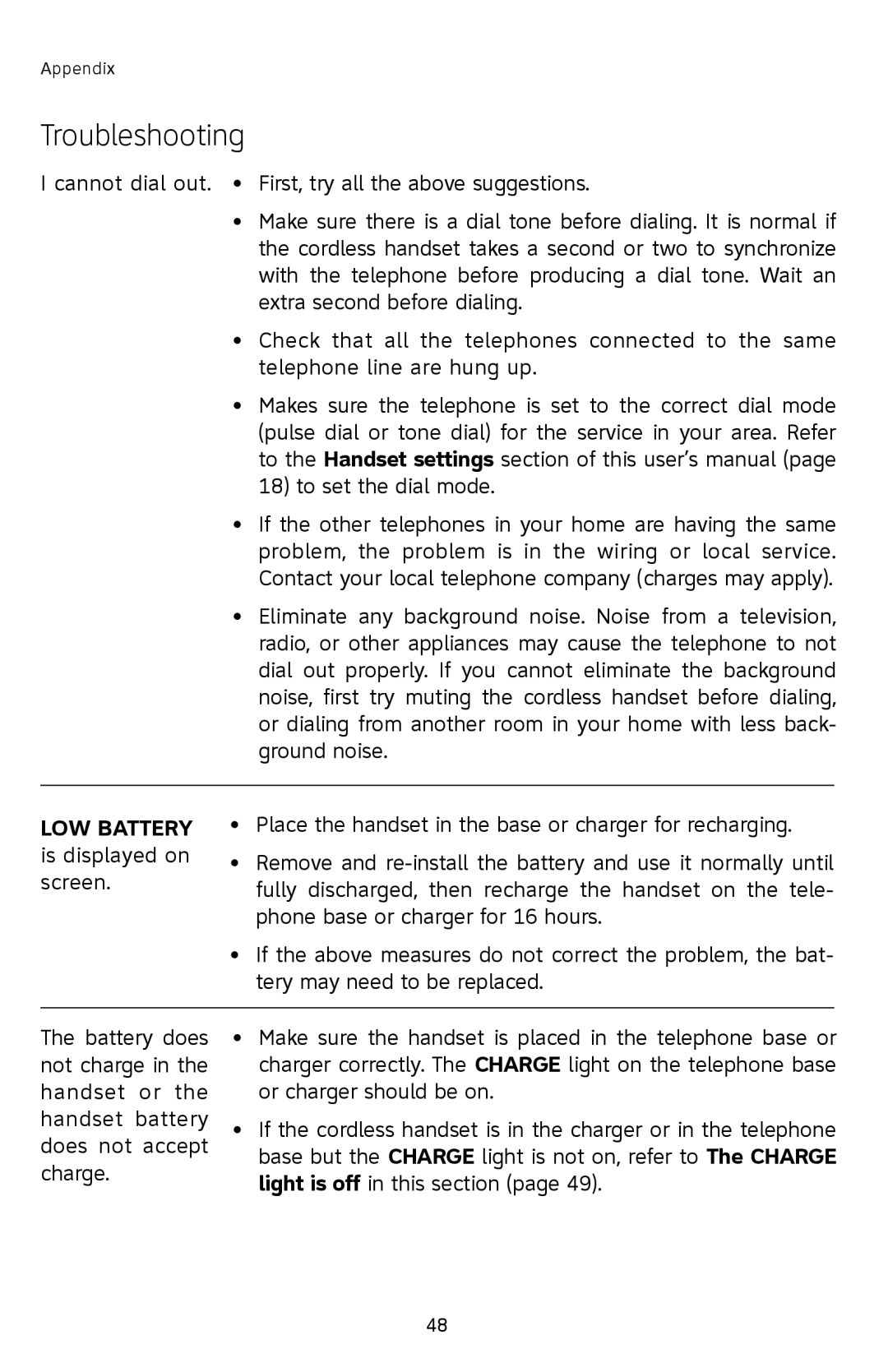 AT&T E2912B, E1112B user manual LOW Battery 