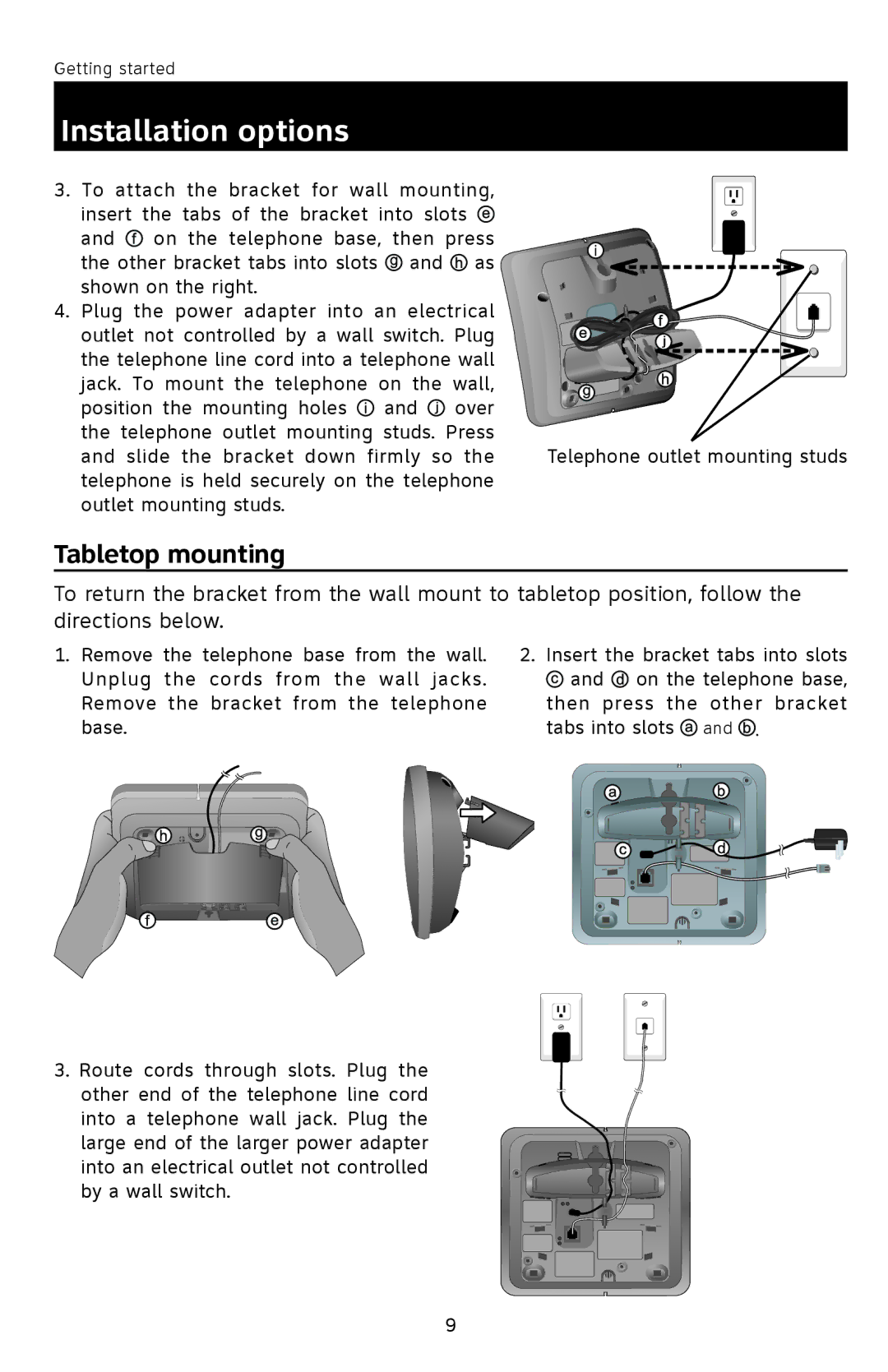 AT&T E1113B user manual Tabletop mounting 