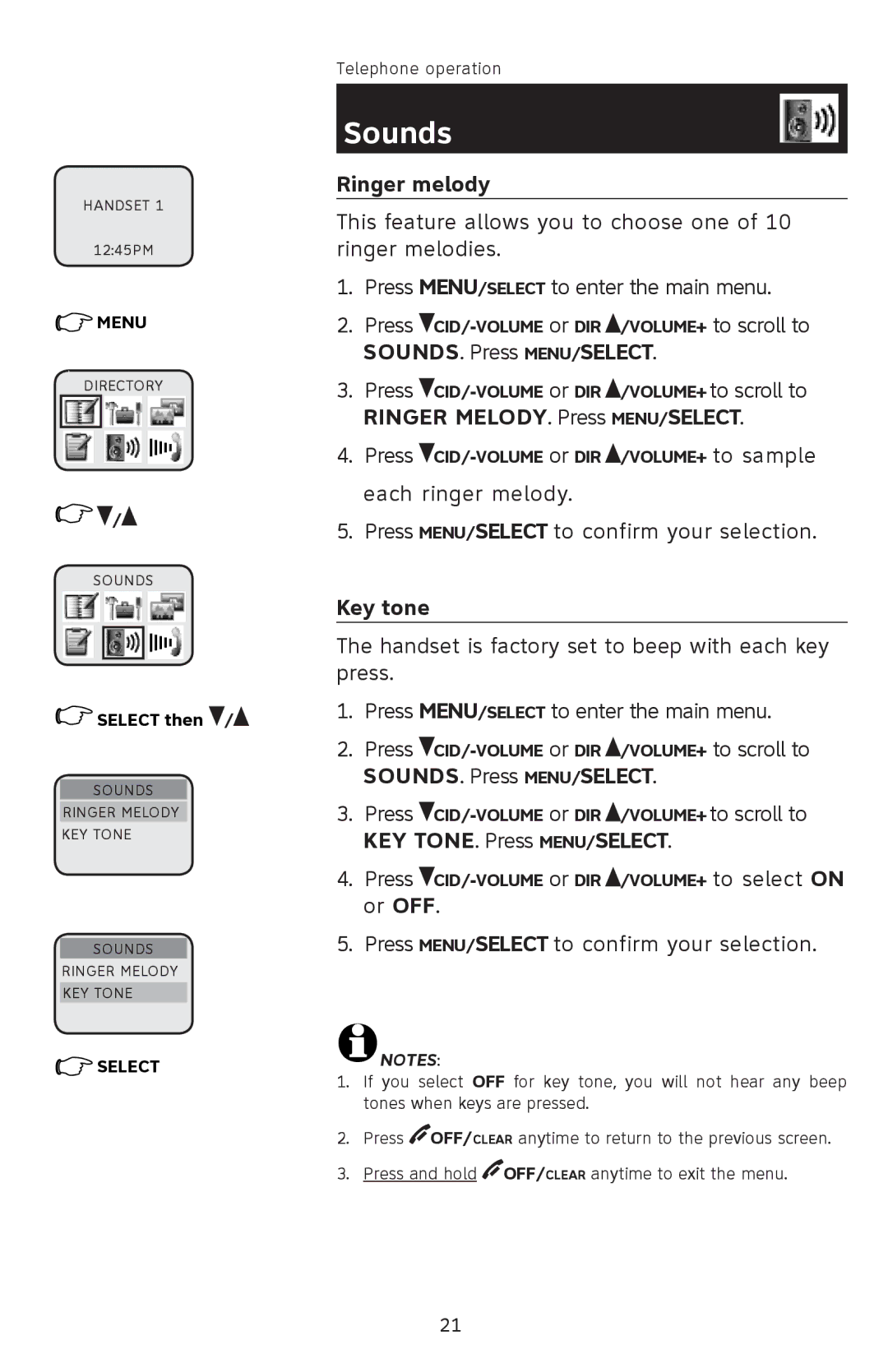 AT&T E1113B user manual Sounds 