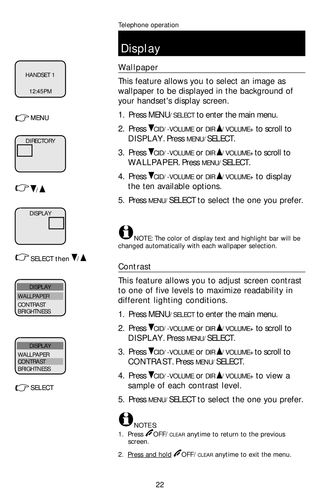 AT&T E1113B user manual Display 