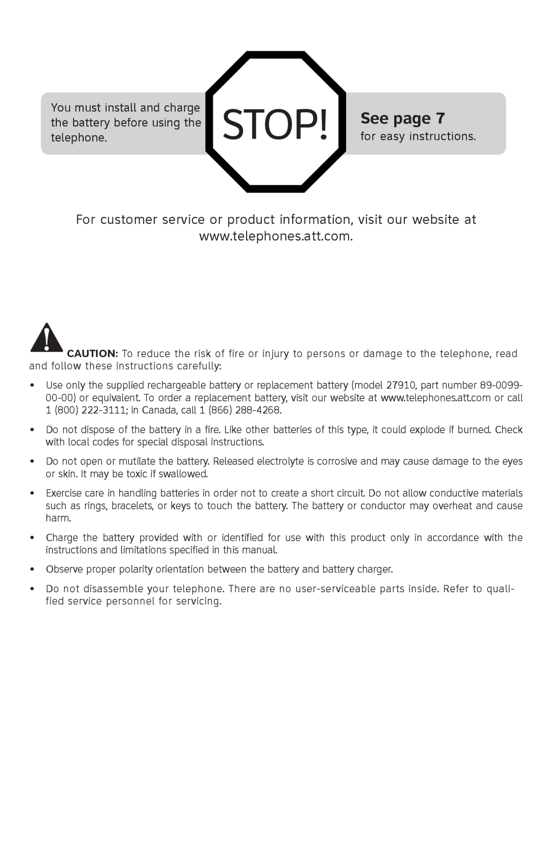 AT&T E1113B user manual Stop 