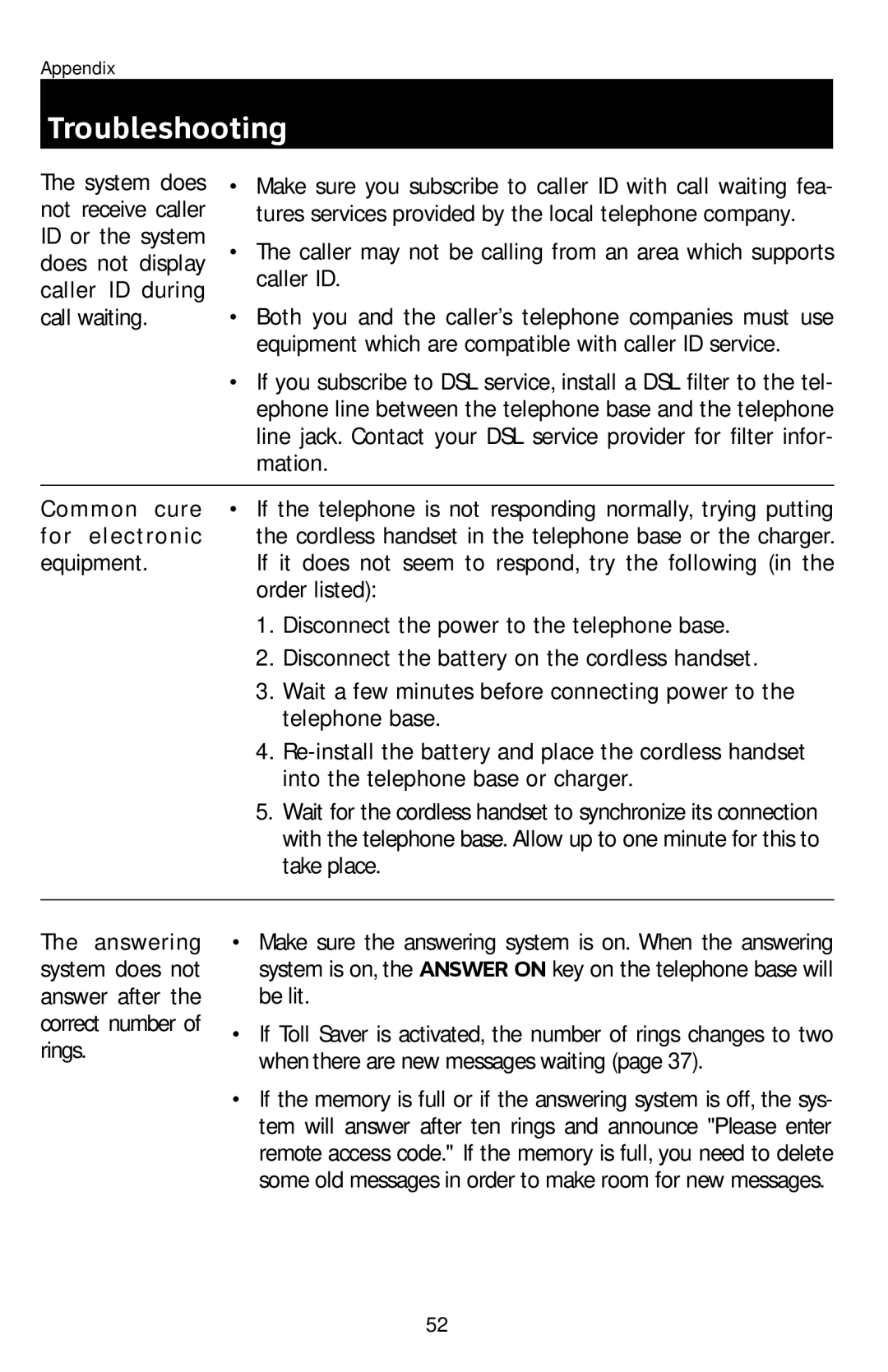 AT&T E1113B user manual Troubleshooting 