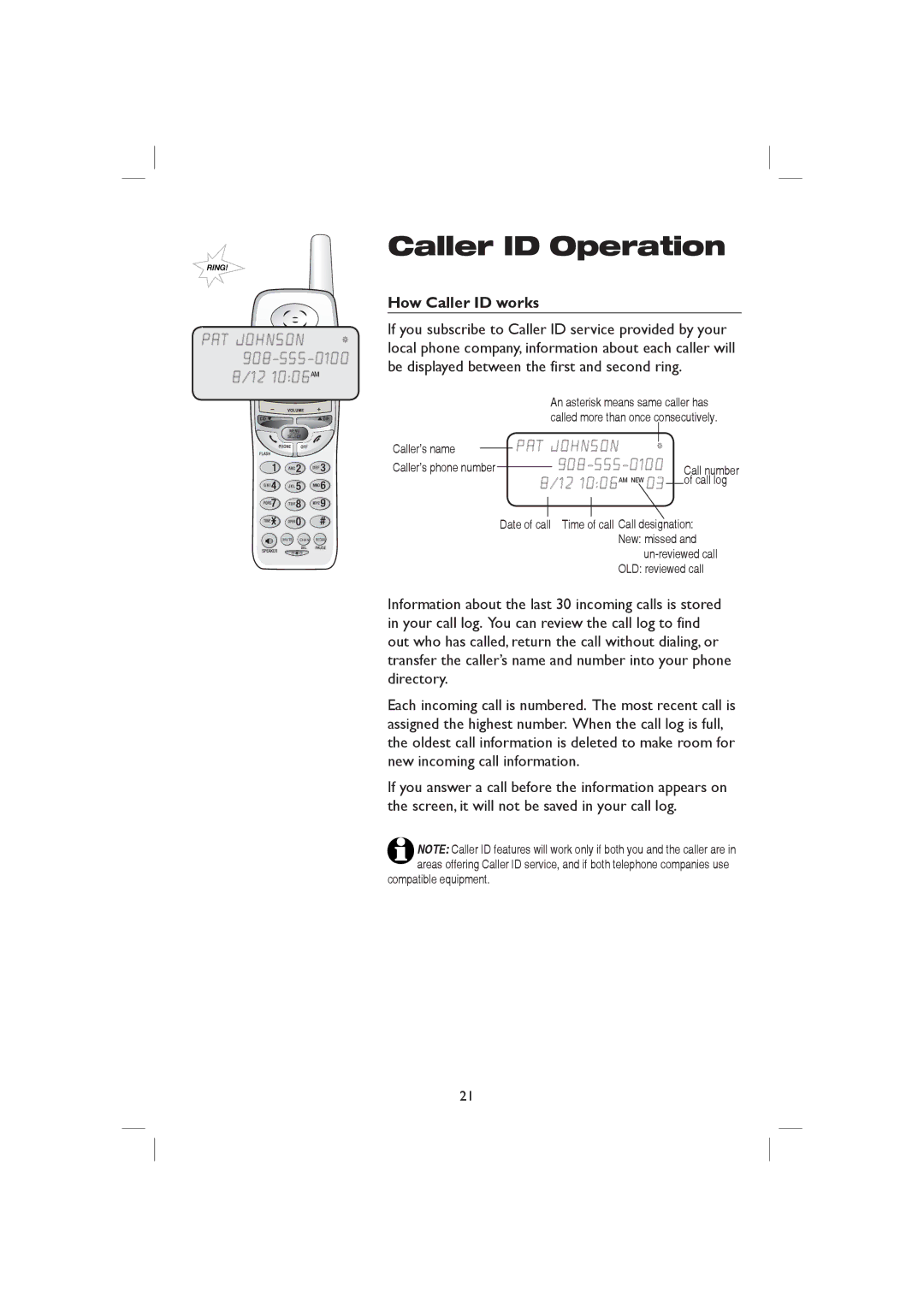 AT&T E2126, E1126 user manual How Caller ID works 