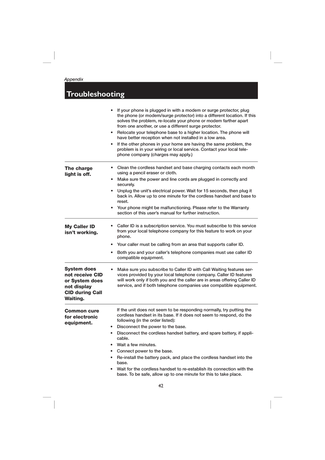 AT&T E1126, E2126 user manual Charge light is off 