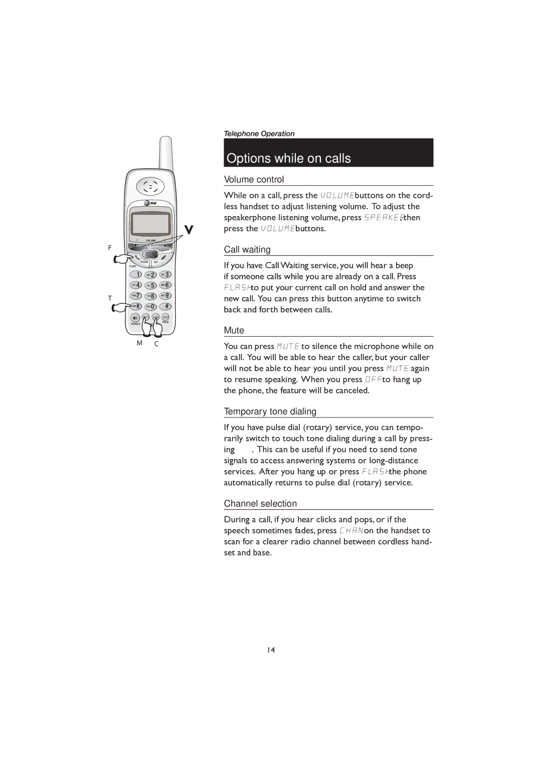 AT&T E1128B, E2728B user manual Options while on calls 