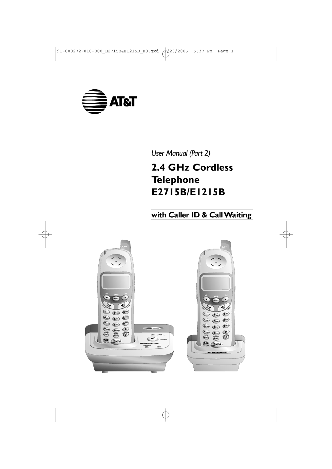 AT&T user manual GHz Cordless Telephone E2715B/E1215B 