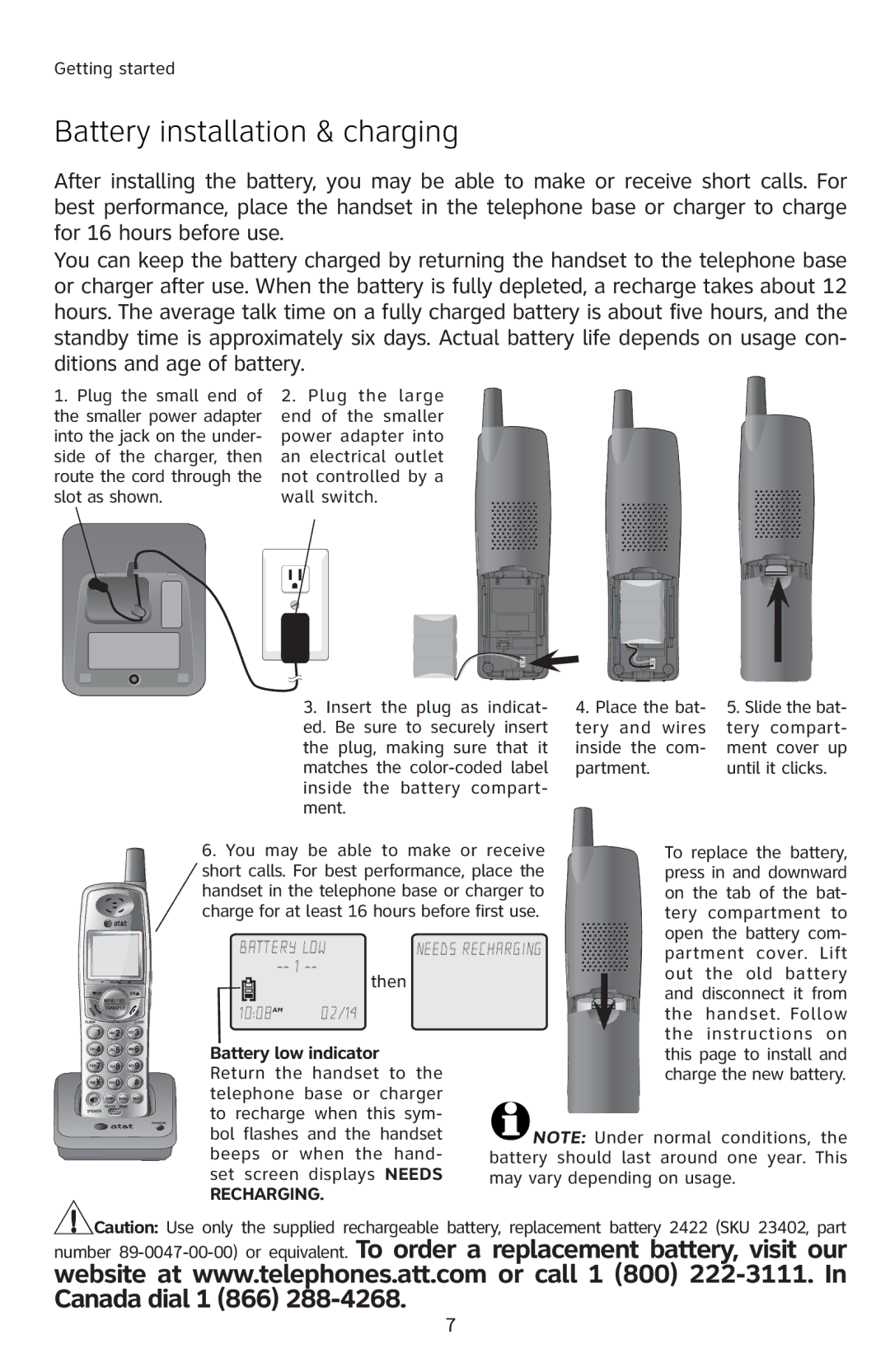 AT&T E5814B, E1814B, E1813B, E1812B Battery installation & charging, Ž’‹ƒŒ’ ”ƒƓ ‡„’, ƒ’“Œ ’†ƒ †Œ‚‘ƒ’ ’ ’†ƒ 