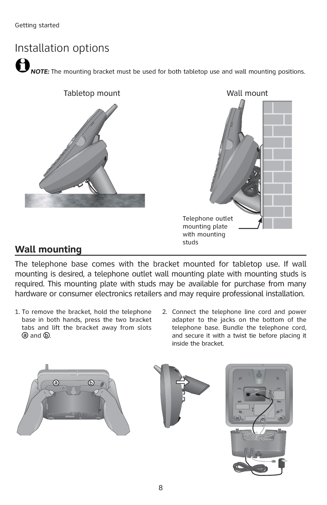 AT&T E5813B, E1814B, E1813B, E1812B, E5812B, E5814B user manual Installation options, Wall mounting 