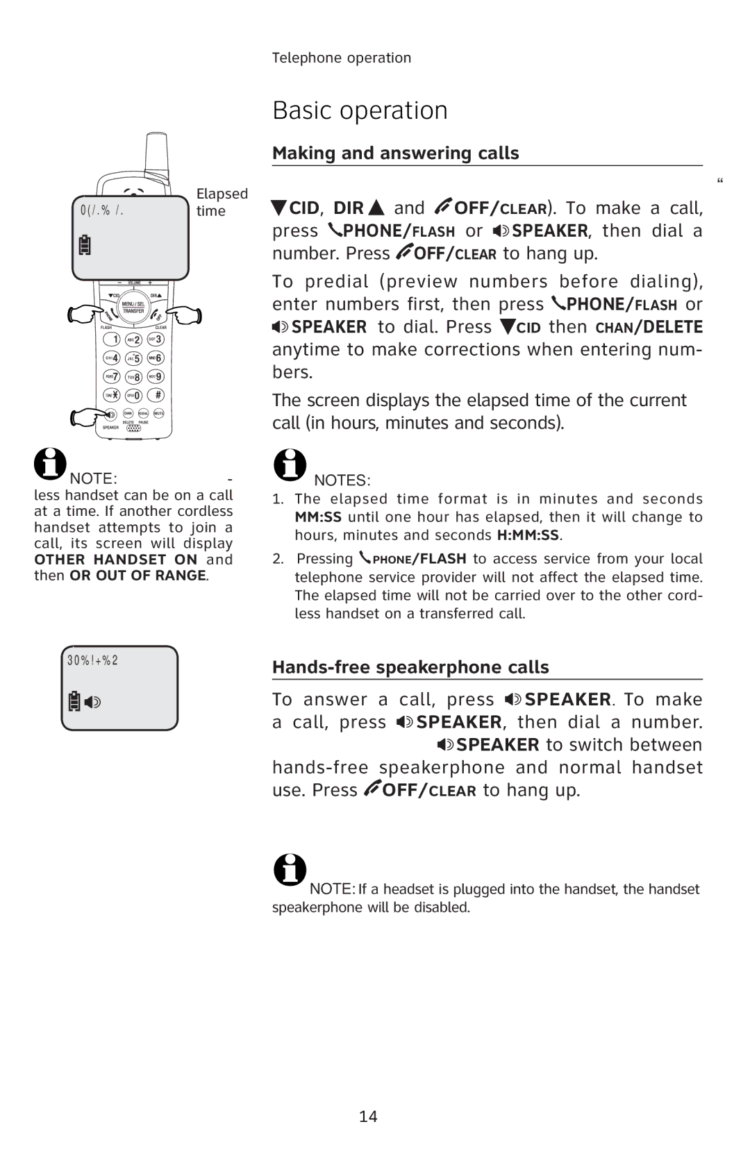 AT&T E5813B, E1814B Basic operation, Making and answering calls, Œ‘•ƒŒ‡Œ‹‡Œ…ŠŠƐŽƒ‘‘Œ—‰ƒ—‘ƪƒ–ƒŽ’ 