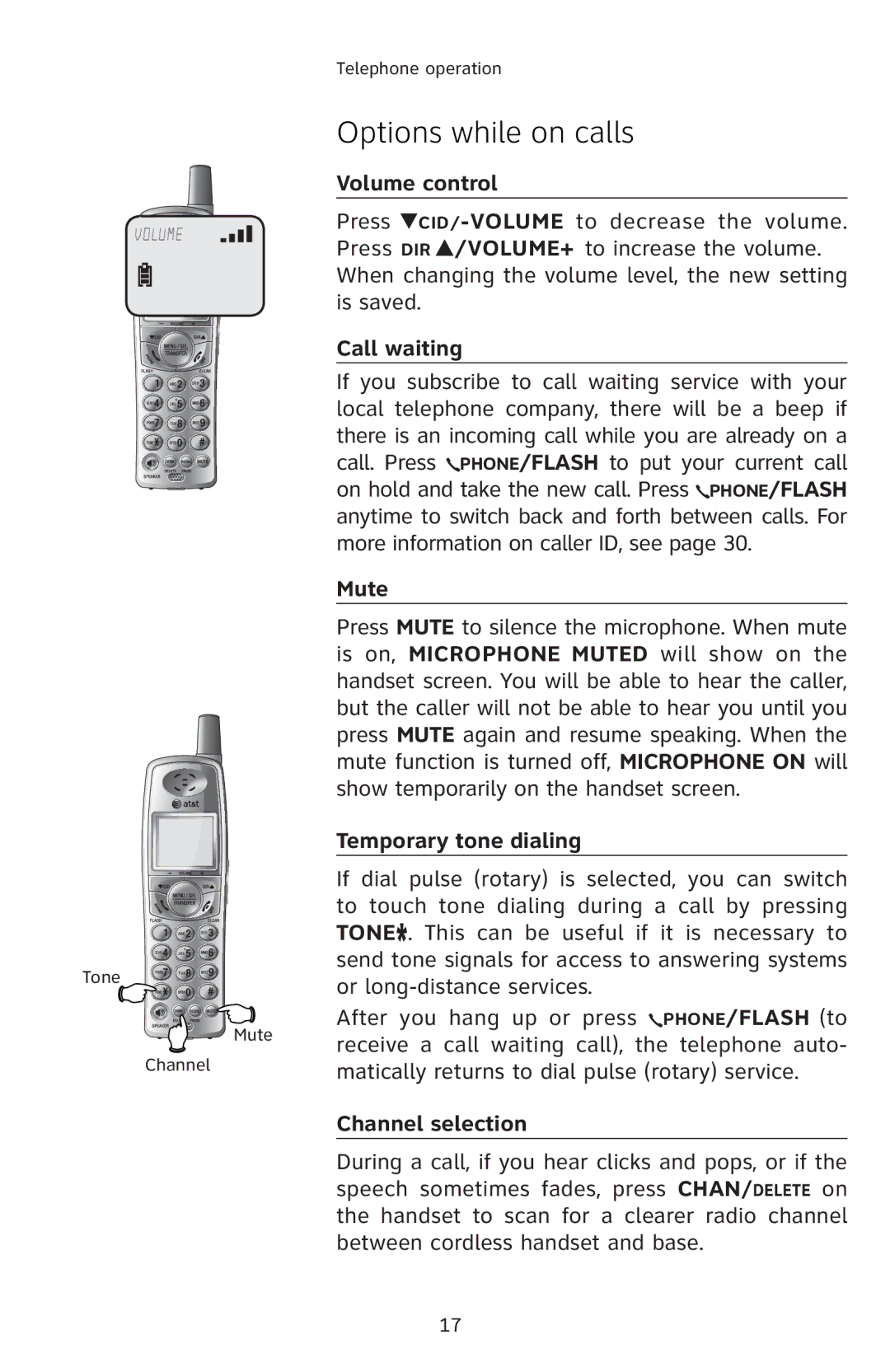 AT&T E1812B, E1814B, E1813B, E5812B, E5814B, E5813B user manual Options while on calls 