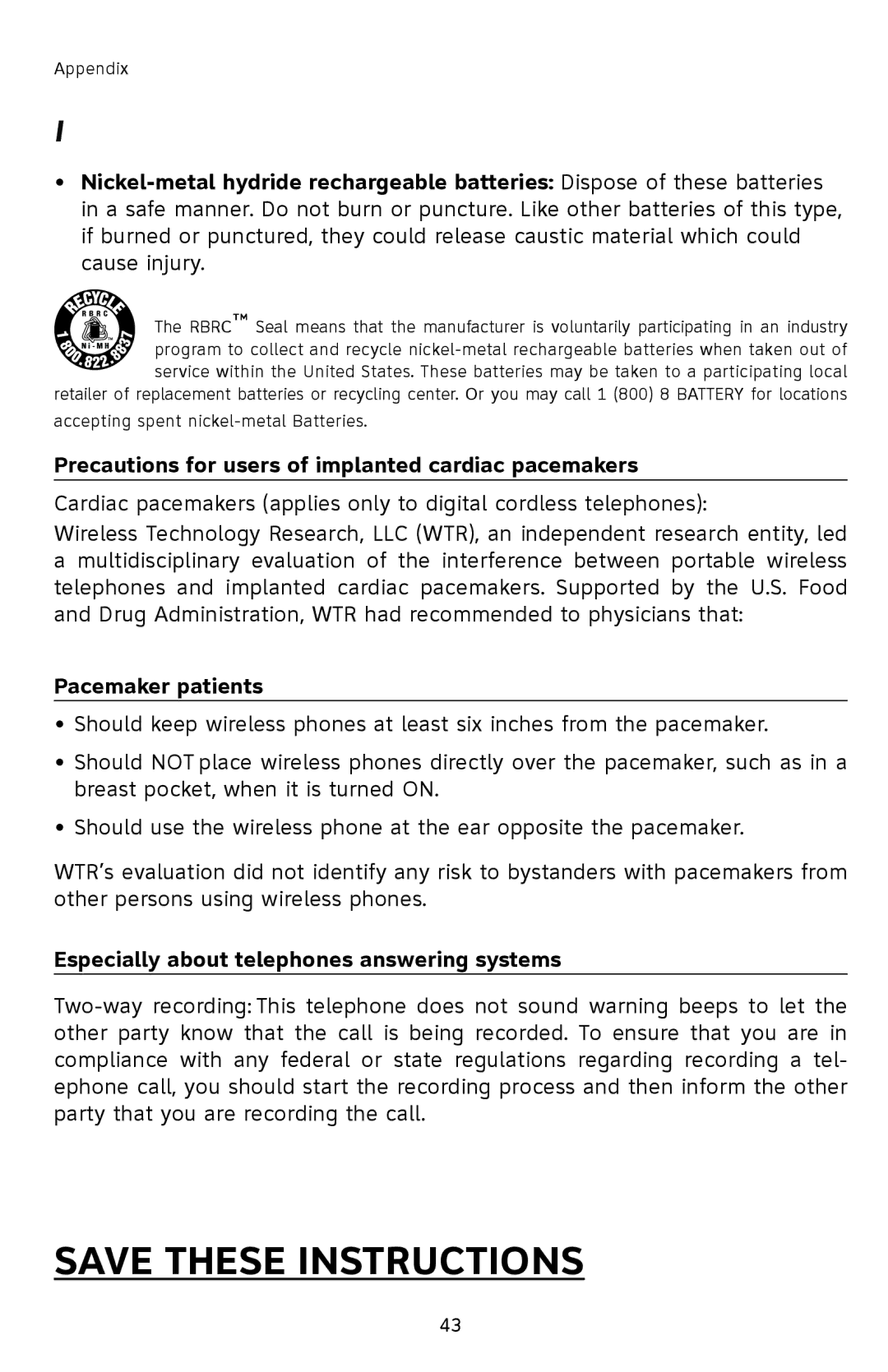 AT&T E5833B, E1833B, E1802B, E5802B user manual Precautions for users of implanted cardiac pacemakers, Pacemaker patients 