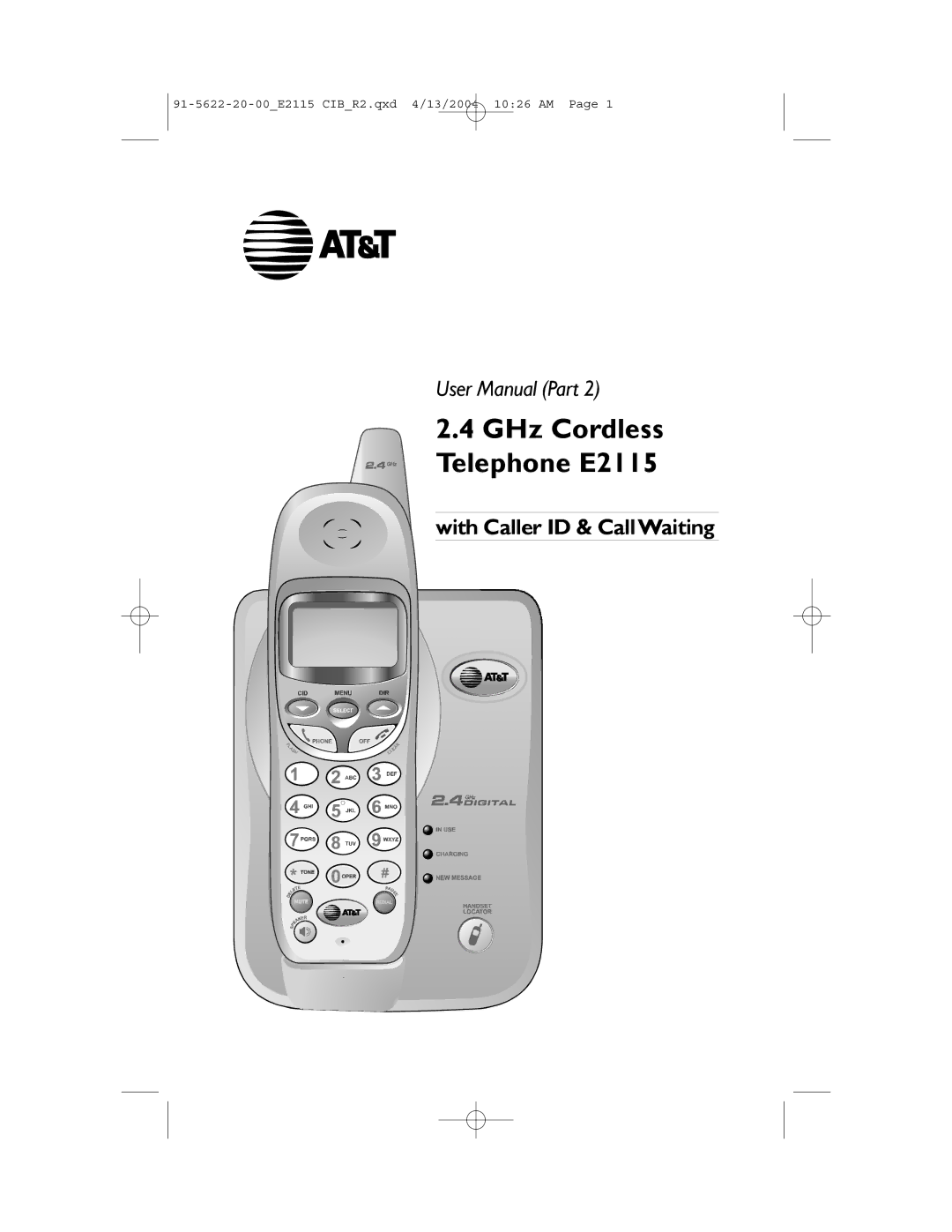 AT&T user manual GHz Cordless Telephone E2115 